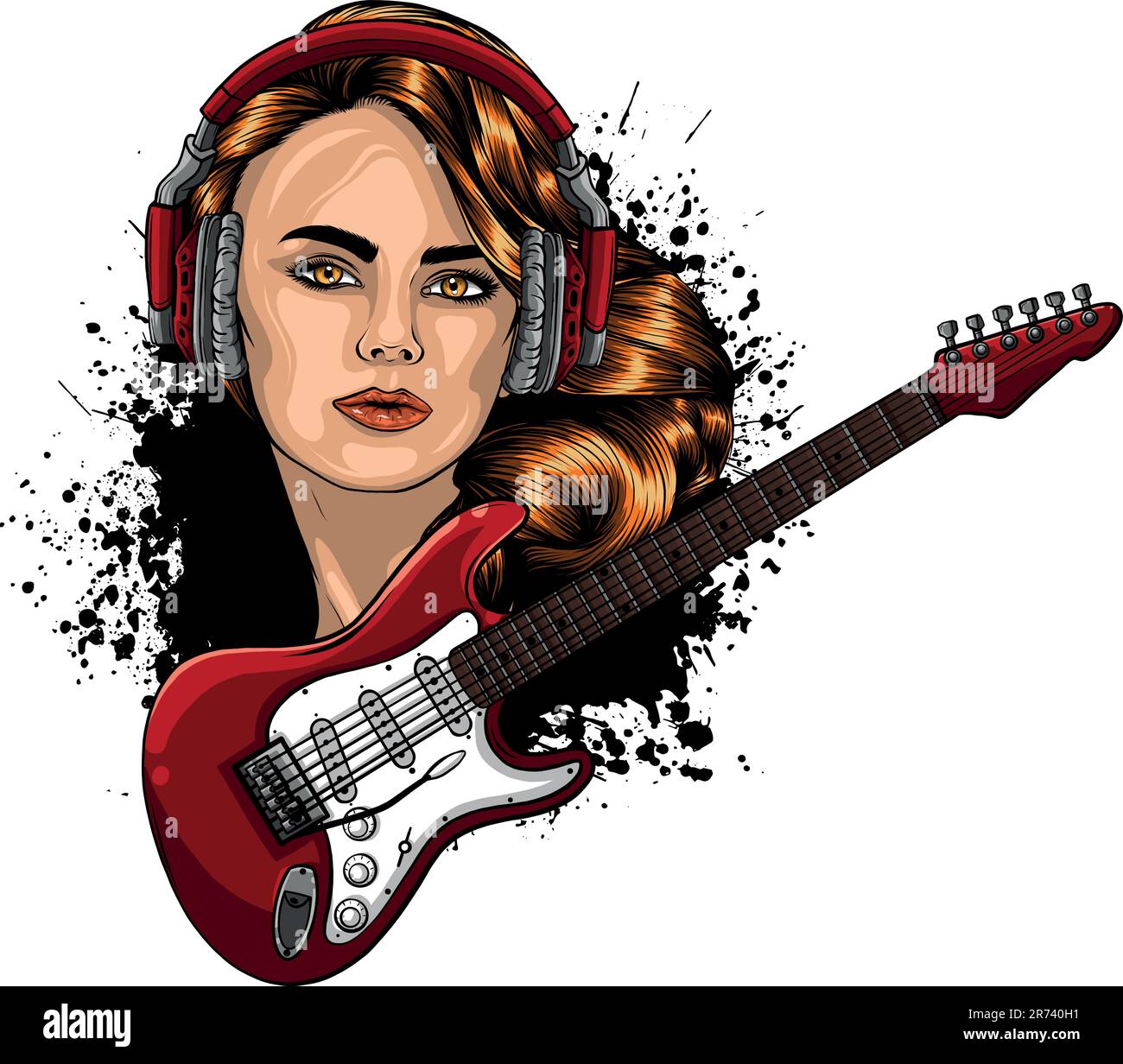 Disegna un disegno di illustrazione vettoriale per chitarra elettrica colorata Illustrazione Vettoriale