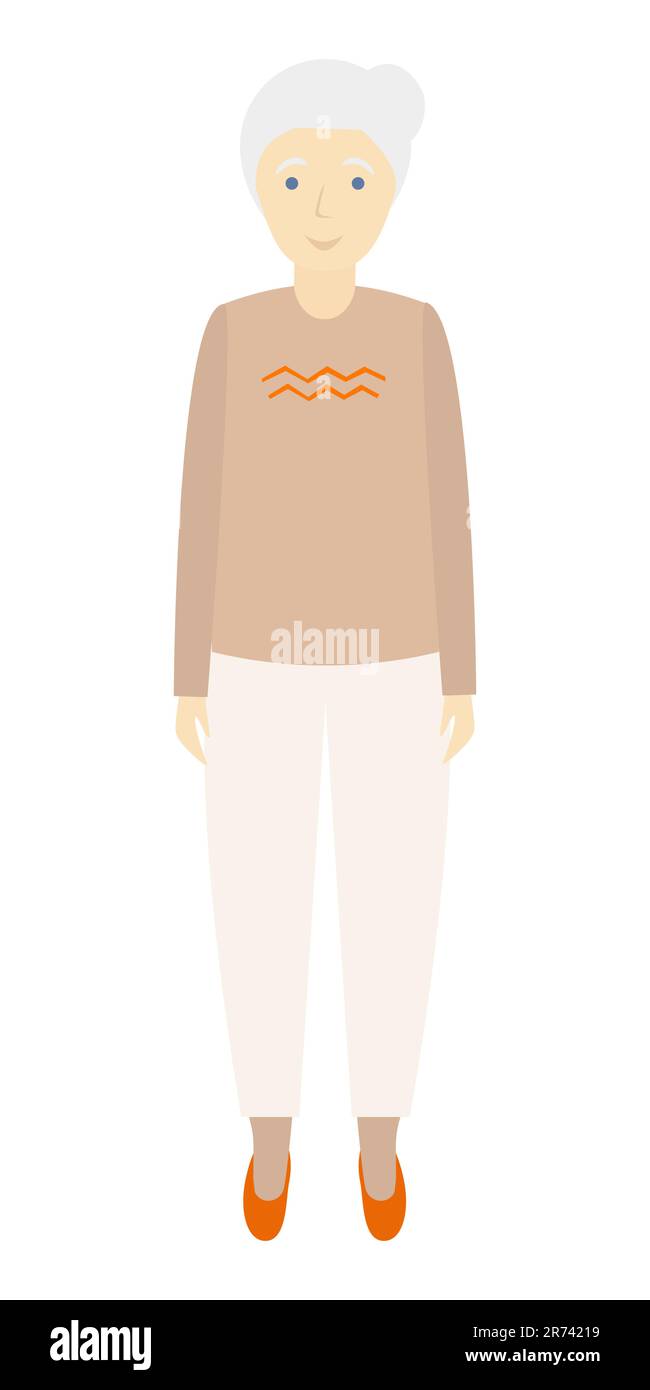 Ritratto a tutta lunghezza della donna illustrazione Design elemento Vector illustrazione isolato su sfondo bianco Illustrazione Vettoriale