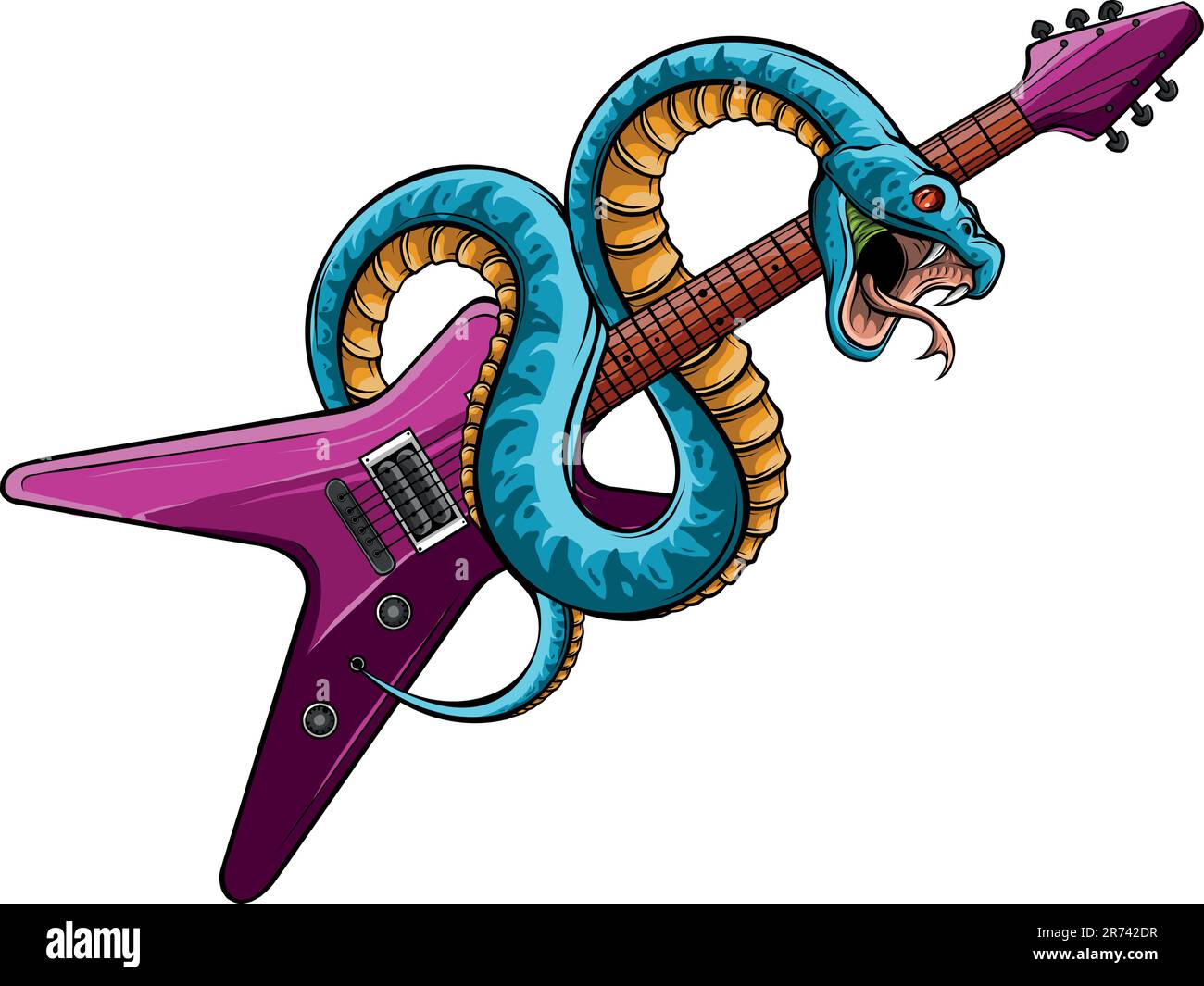 Disegna un disegno di illustrazione vettoriale per chitarra elettrica colorata Illustrazione Vettoriale