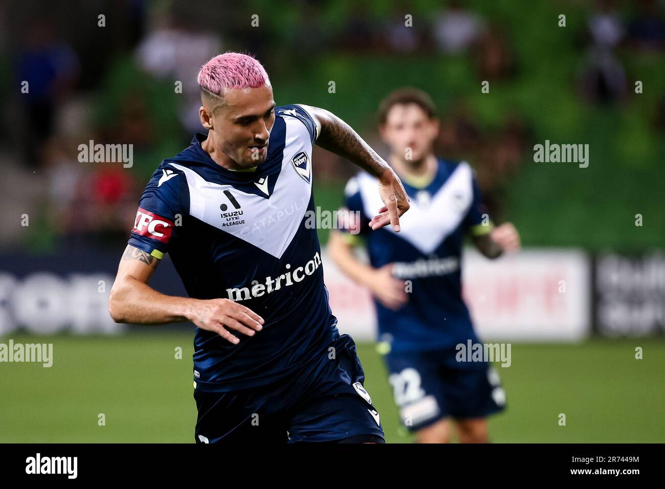 MELBOURNE, AUSTRALIA - 27 MARZO: Jason Davidson di Melbourne Victory durante la partita di calcio Della A-League tra Melbourne Victory e il Western Sydney Wanderers FC all'AAMI Park il 27 marzo 2022 a Melbourne, Australia. Foto Stock