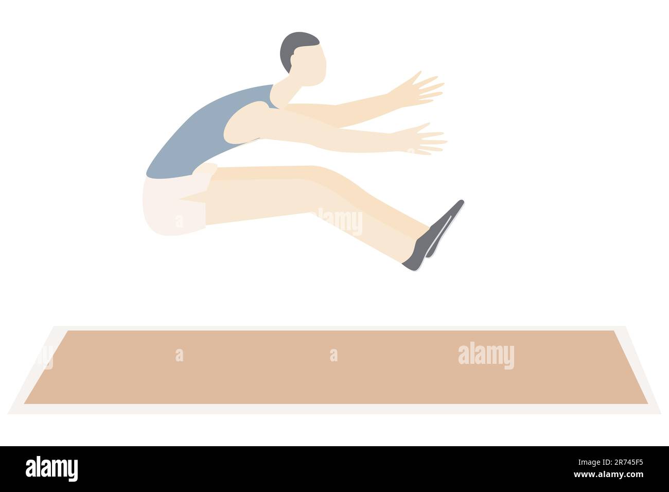 Long Jump atleta maschile salto allo stadio Vector flat sport persone illustrazione Giochi estivi atleta tripla salto isolato su sfondo bianco Illustrazione Vettoriale