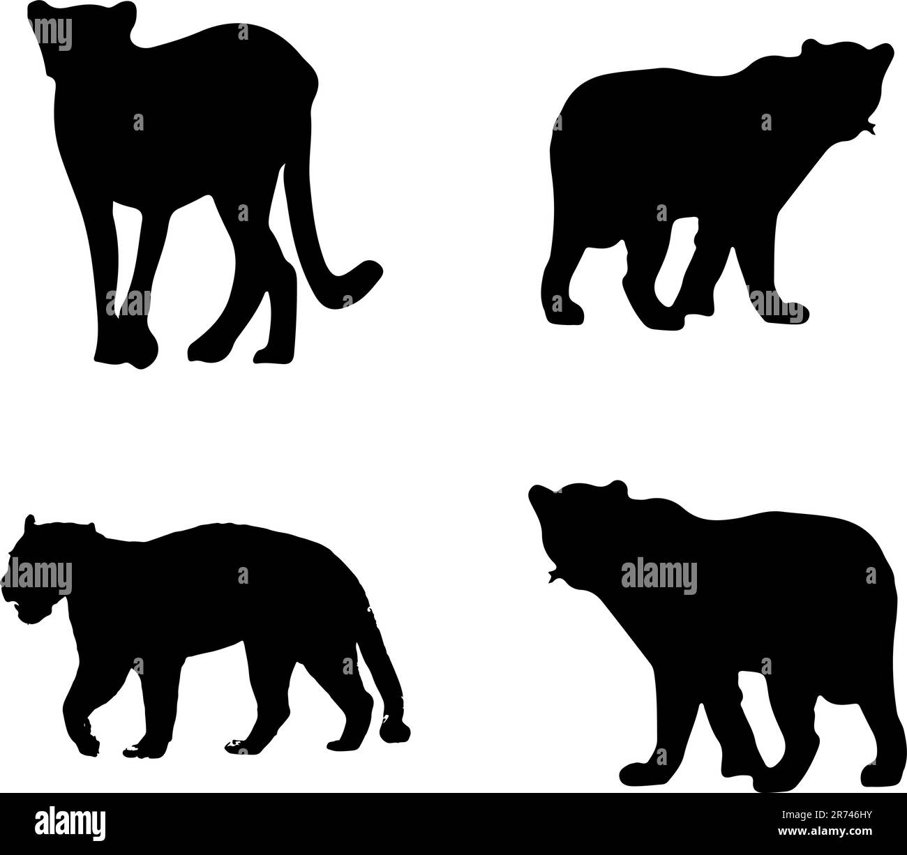 Lion silhouette collezione disegno vettoriale illustrazione Illustrazione Vettoriale