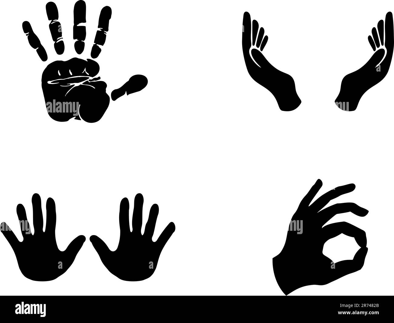 Immagine vettoriale set icone nero mano Illustrazione Vettoriale