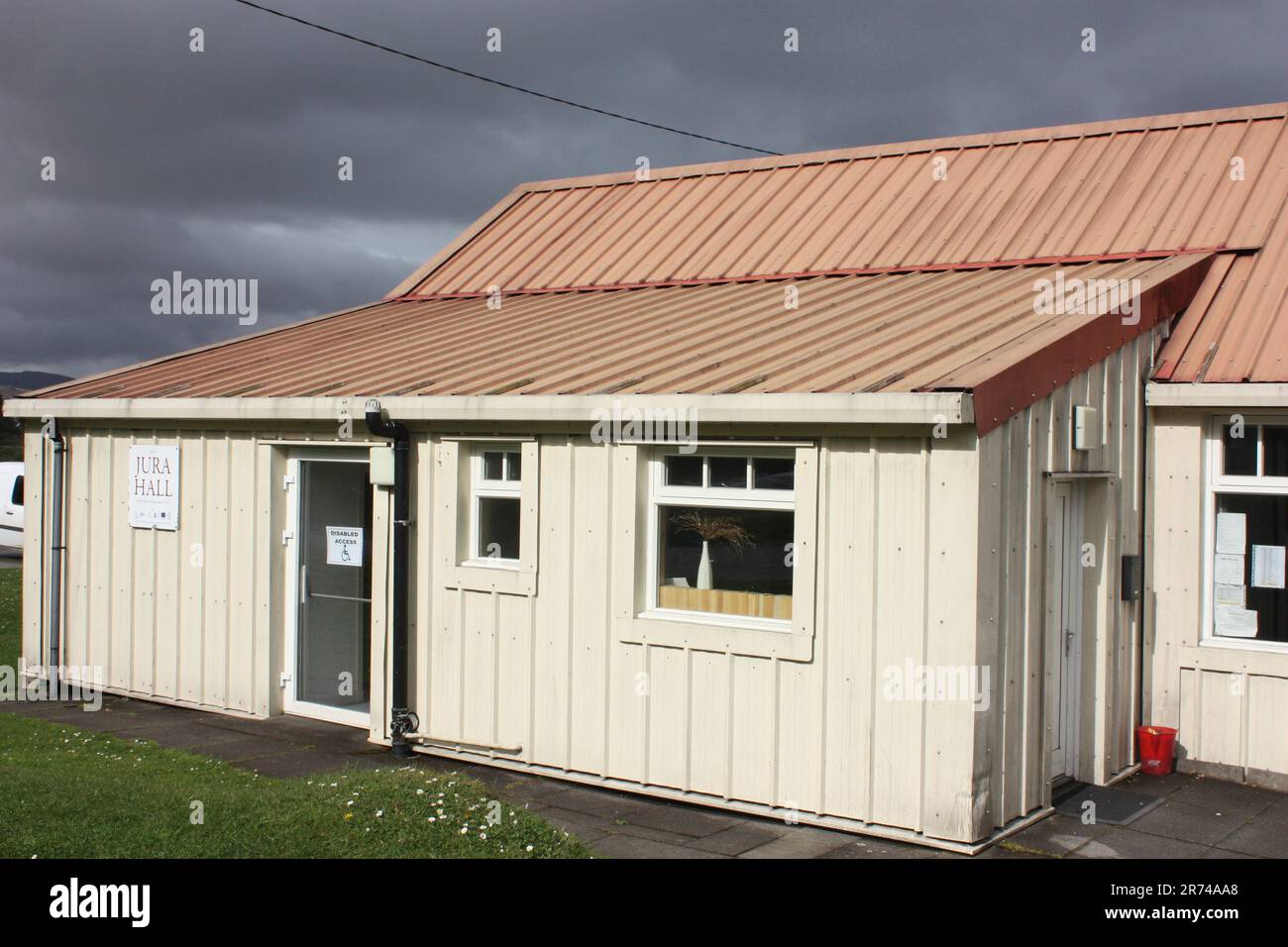 Jura Hall, il centro della comunità di Craighouse sull'isola di Jura, Argyll e Bute, Scozia Foto Stock