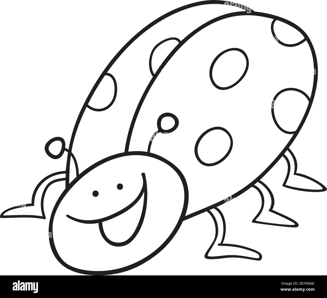 Cartoon illustrazione della simpatica Ladybug per libro da colorare Illustrazione Vettoriale