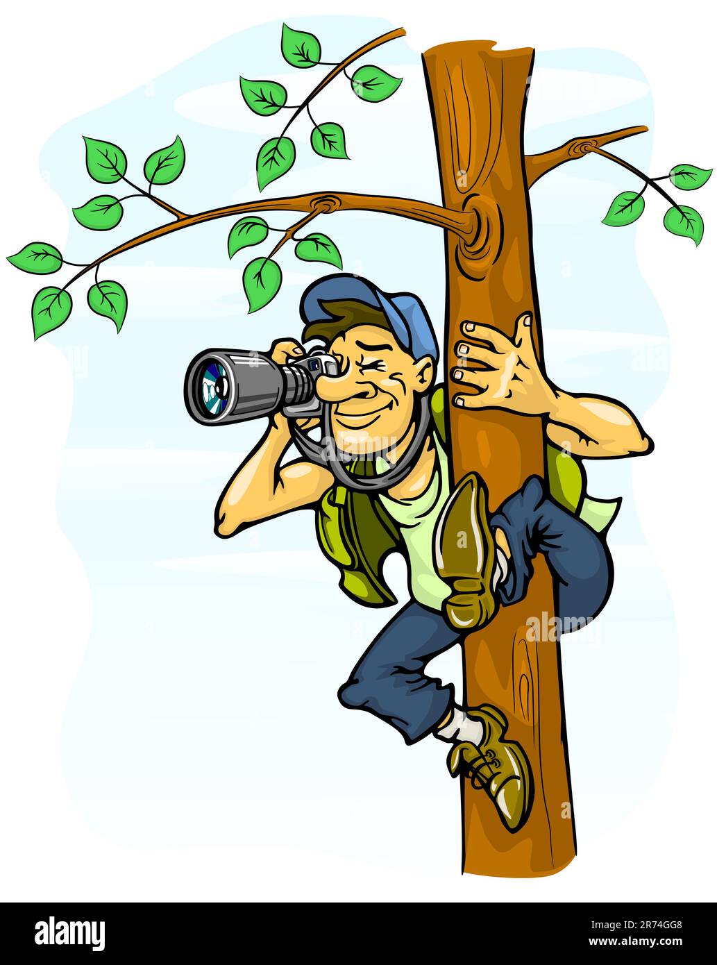 foto paparazzi da un albero - illustrazione vettoriale Illustrazione Vettoriale