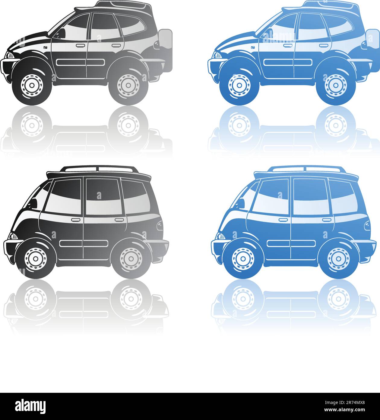 Un'illustrazione vettoriale di crossover e minivan. Illustrazione Vettoriale