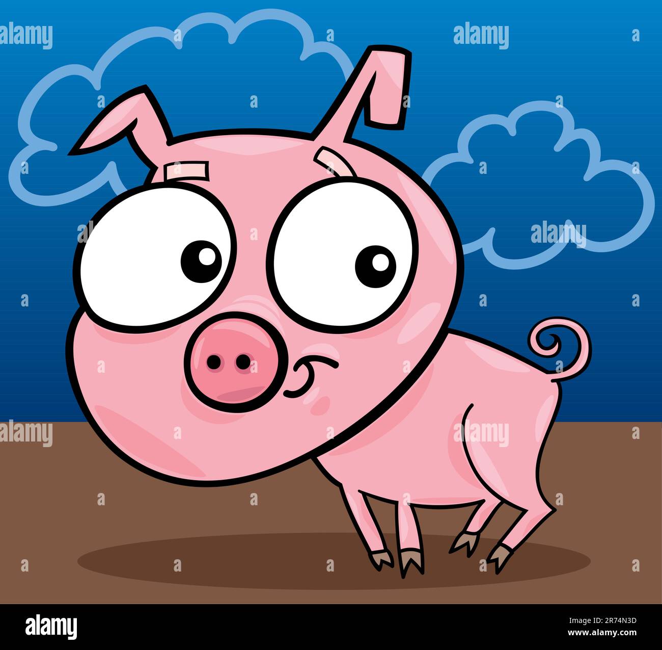 Cartoon illustrazione del piccolo grazioso piggy Illustrazione Vettoriale