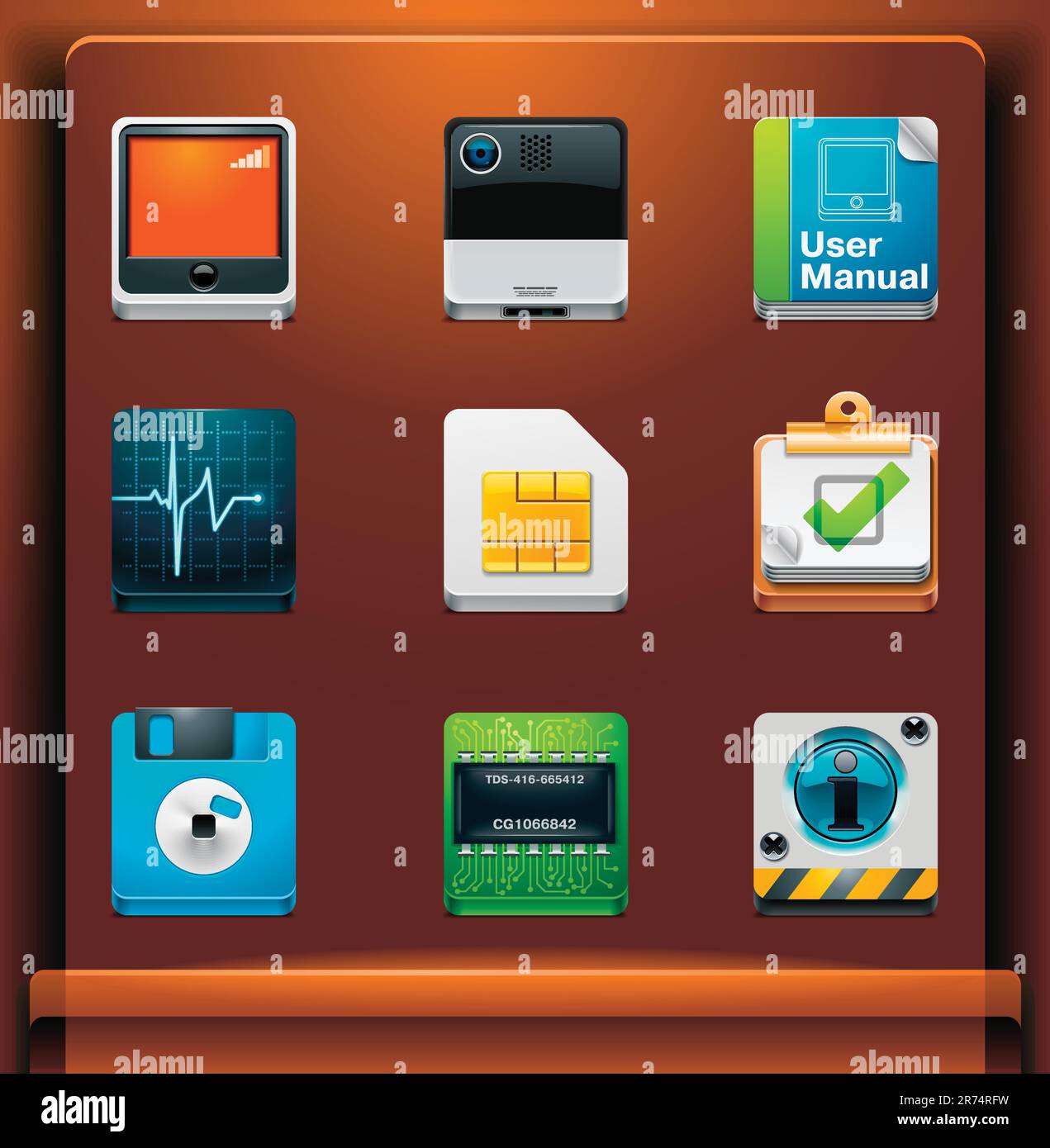 Icone dei dispositivi mobili app/servizi. Parte 7 di 12 Illustrazione Vettoriale