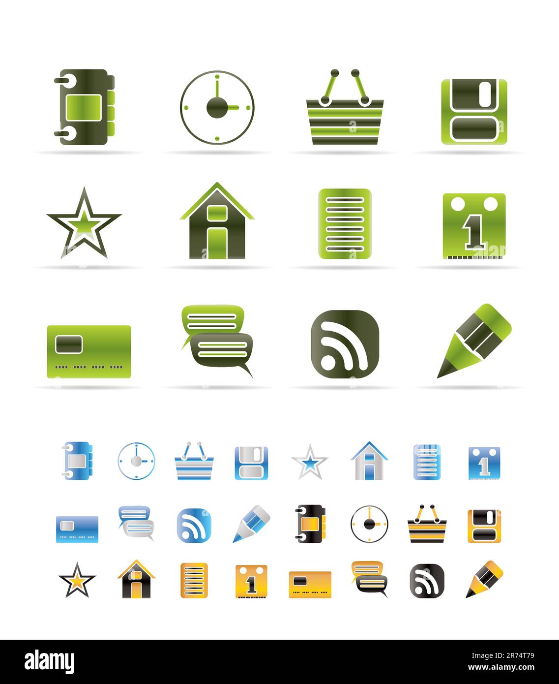 Icone Internet e siti Web - Set di icone vettoriali - 3 colori inclusi Illustrazione Vettoriale