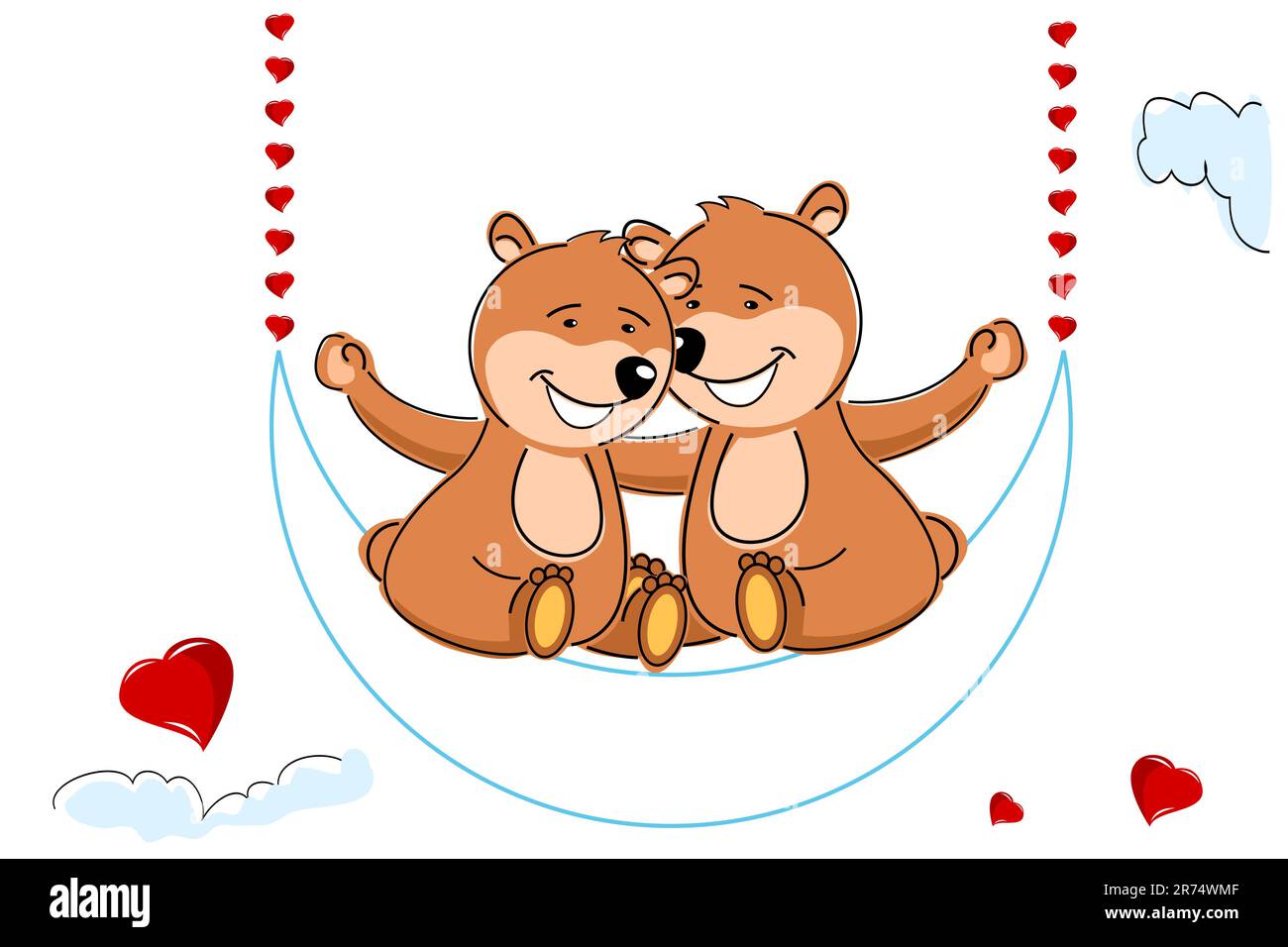 Illustrazione di amorevole orsetti su sfondo bianco Illustrazione Vettoriale