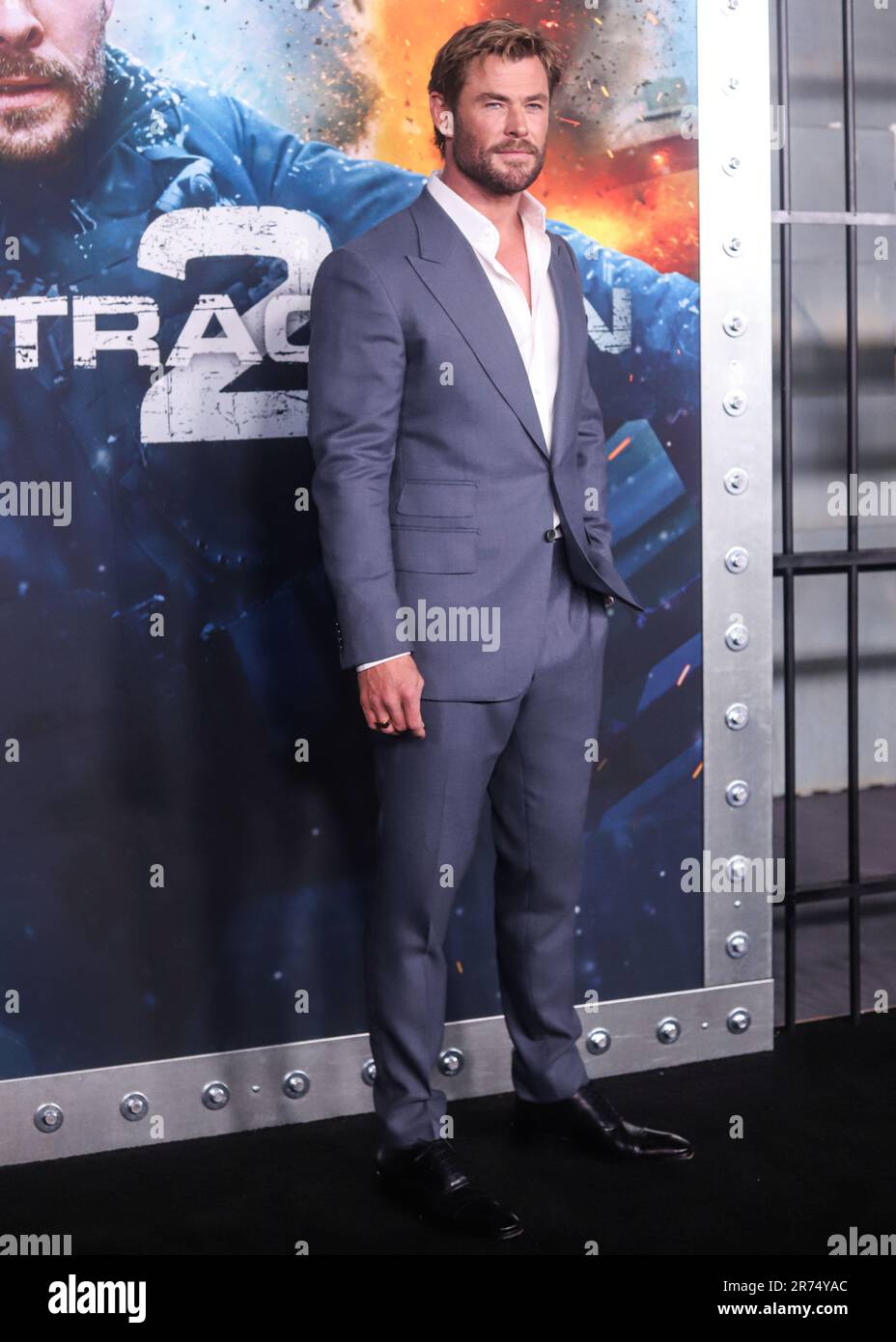 New York City, Stati Uniti. 12th giugno, 2023. MANHATTAN, NEW YORK CITY, NEW YORK, USA - 12 GIUGNO: L'attore australiano Chris Hemsworth arriva alla prima di New York della "estrazione 2" di Netflix che si tiene al Jazz al Lincoln Center il 12 giugno 2023 a Manhattan, New York City, New York, Stati Uniti. (Foto di Jordan Hinton/Image Press Agency) Credit: Image Press Agency/Alamy Live News Foto Stock