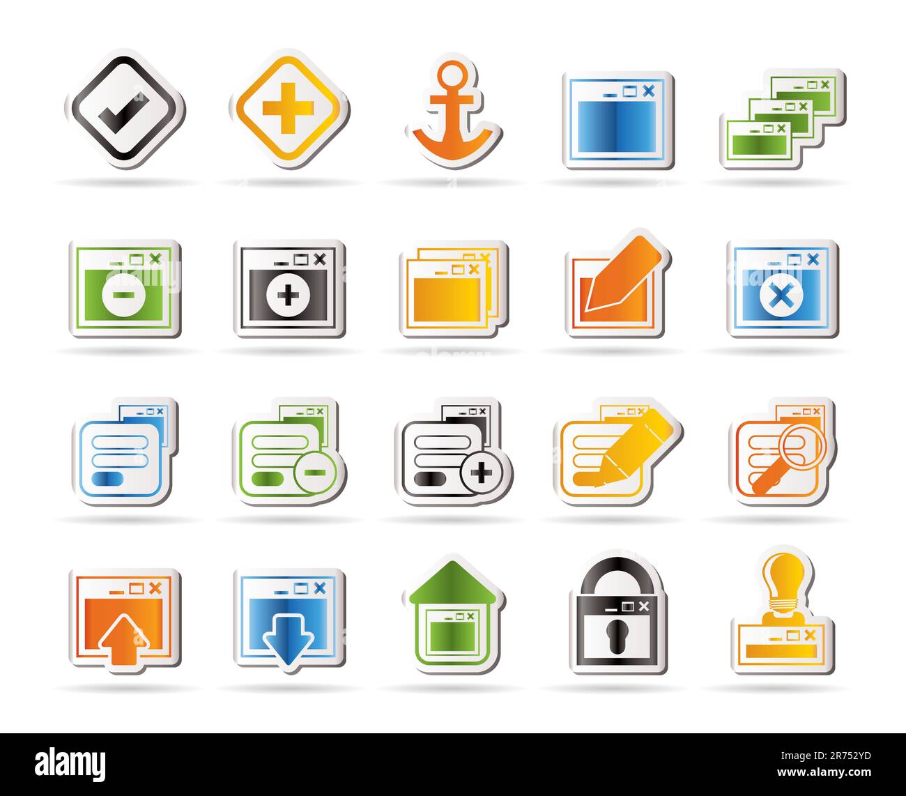 Applicazione, programmazione, Server e computer icone vector Icon Set 1 Illustrazione Vettoriale