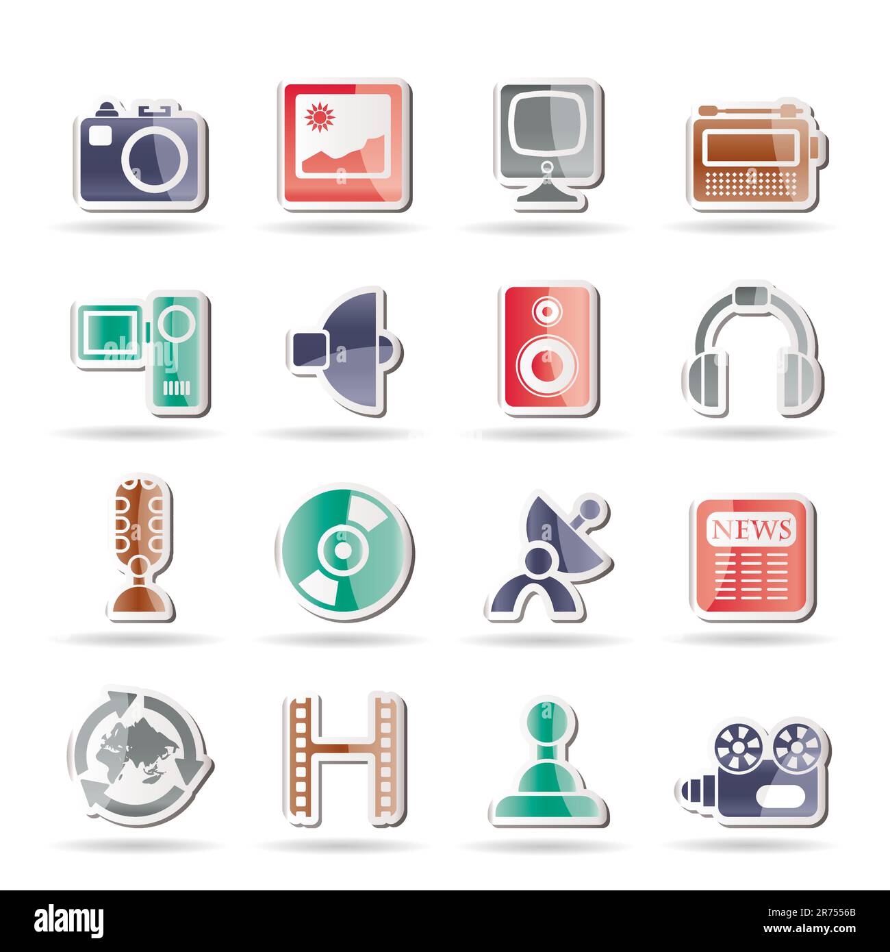 Supporti e apparecchi per uso domestico icone - vettore icona impostare Illustrazione Vettoriale