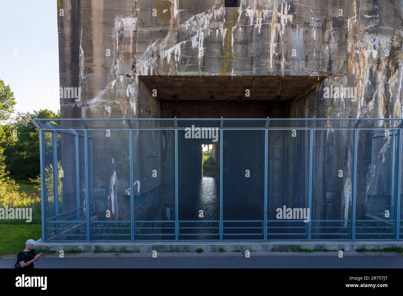 Brema, U-Boot-Bunker Valentin (U-Boot-Bunker Farge, penne sottomarine Valentin), uscita del bunker verso il fiume Weser, Germania Foto Stock