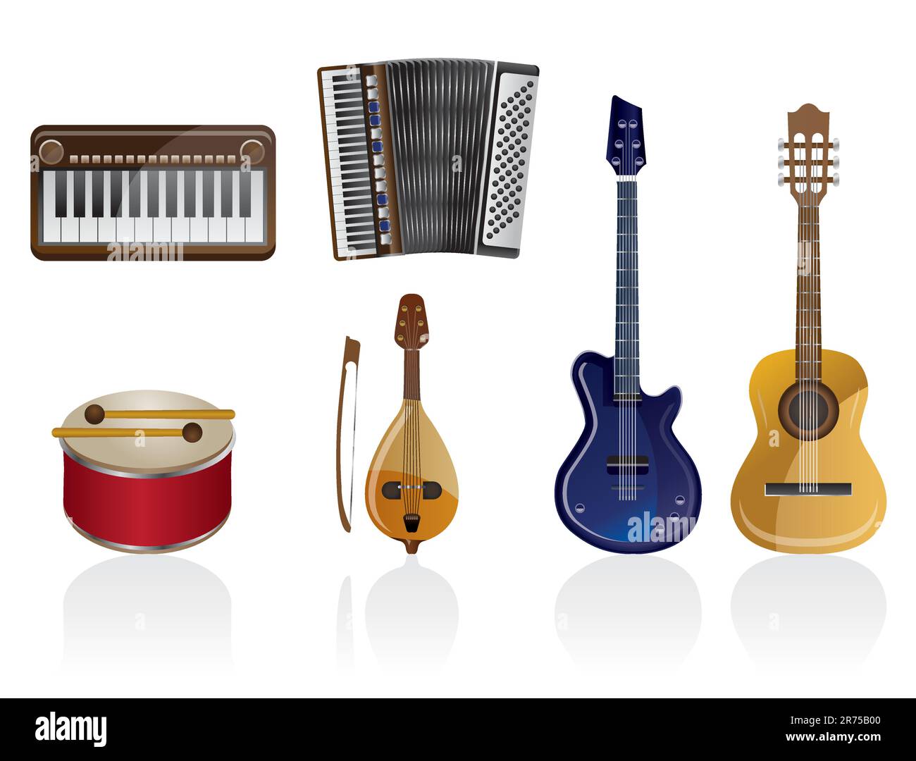 Icone dello strumento musicale - insieme di icone vettoriali Illustrazione Vettoriale