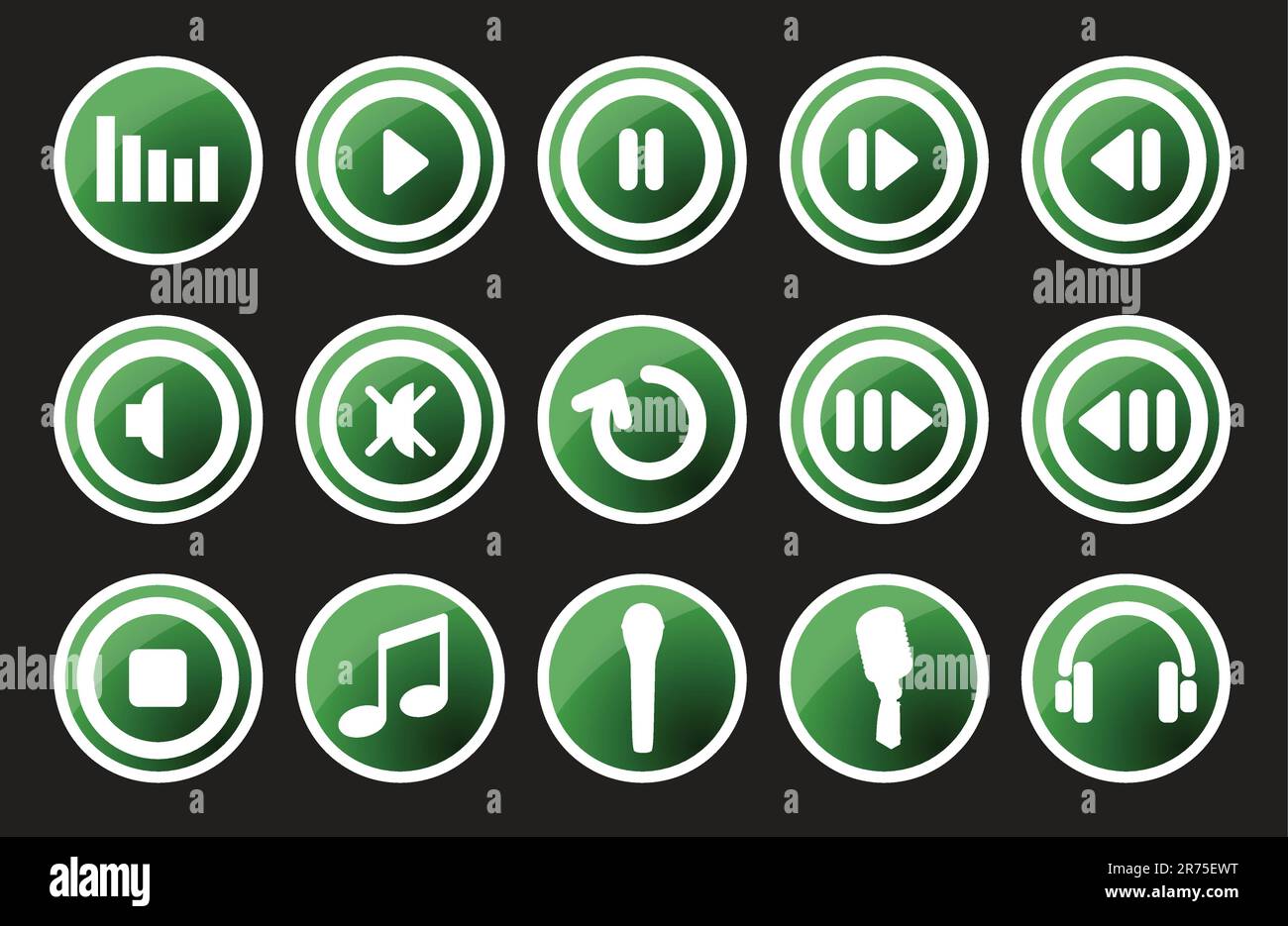Icone musica e suoni - Set di icone vettore Illustrazione Vettoriale