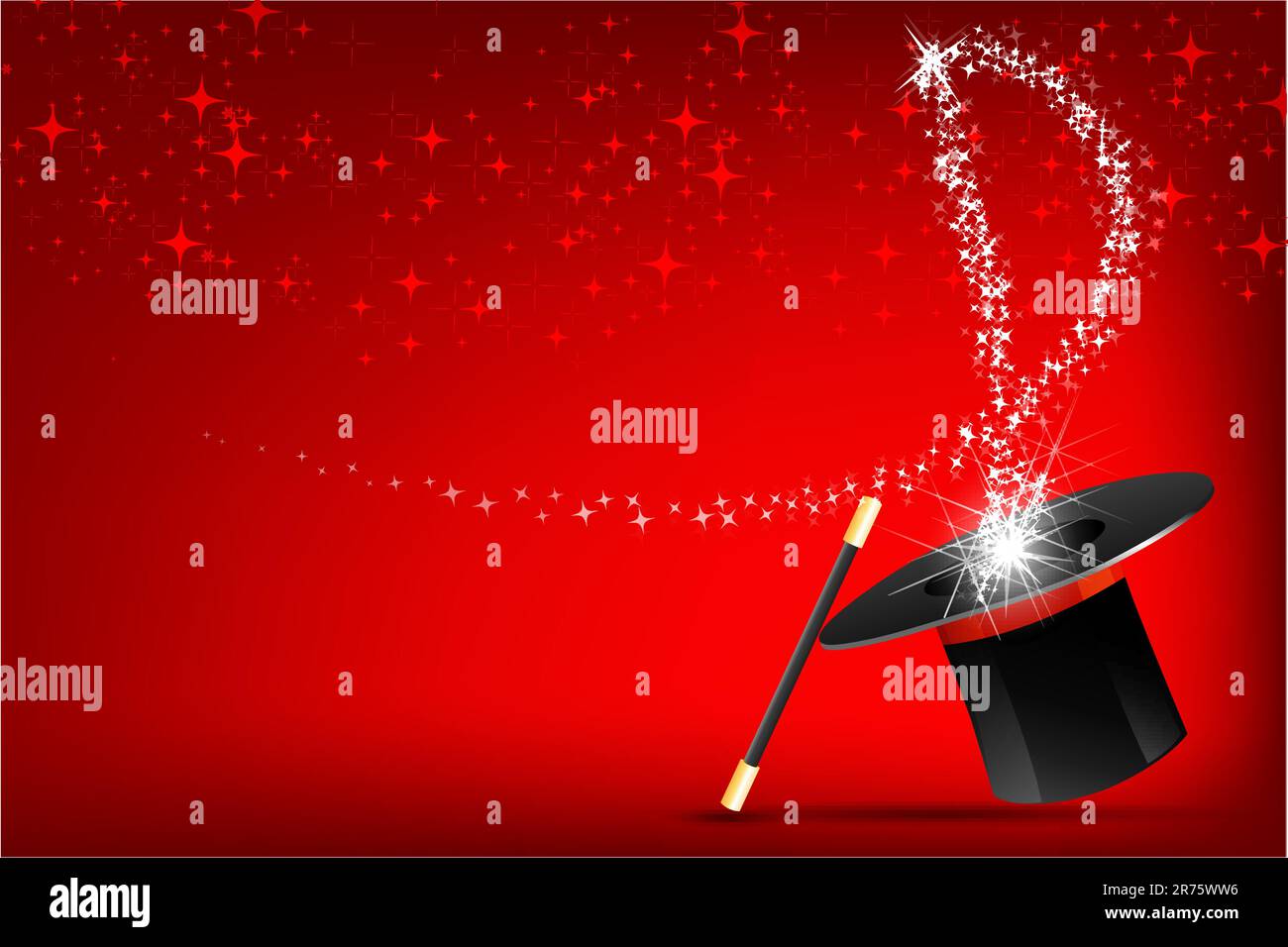 Illustrazione di magic hat e stick su sfondo astratto Illustrazione Vettoriale