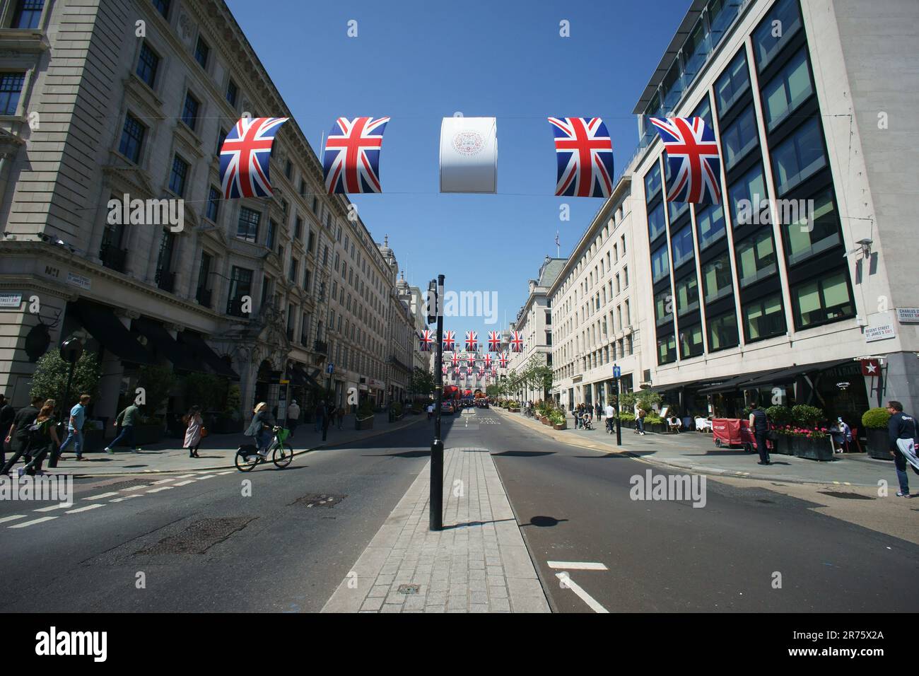 Union Jack Flag britannico sul display della Londra Regent Street nel centro di Londra Foto Stock