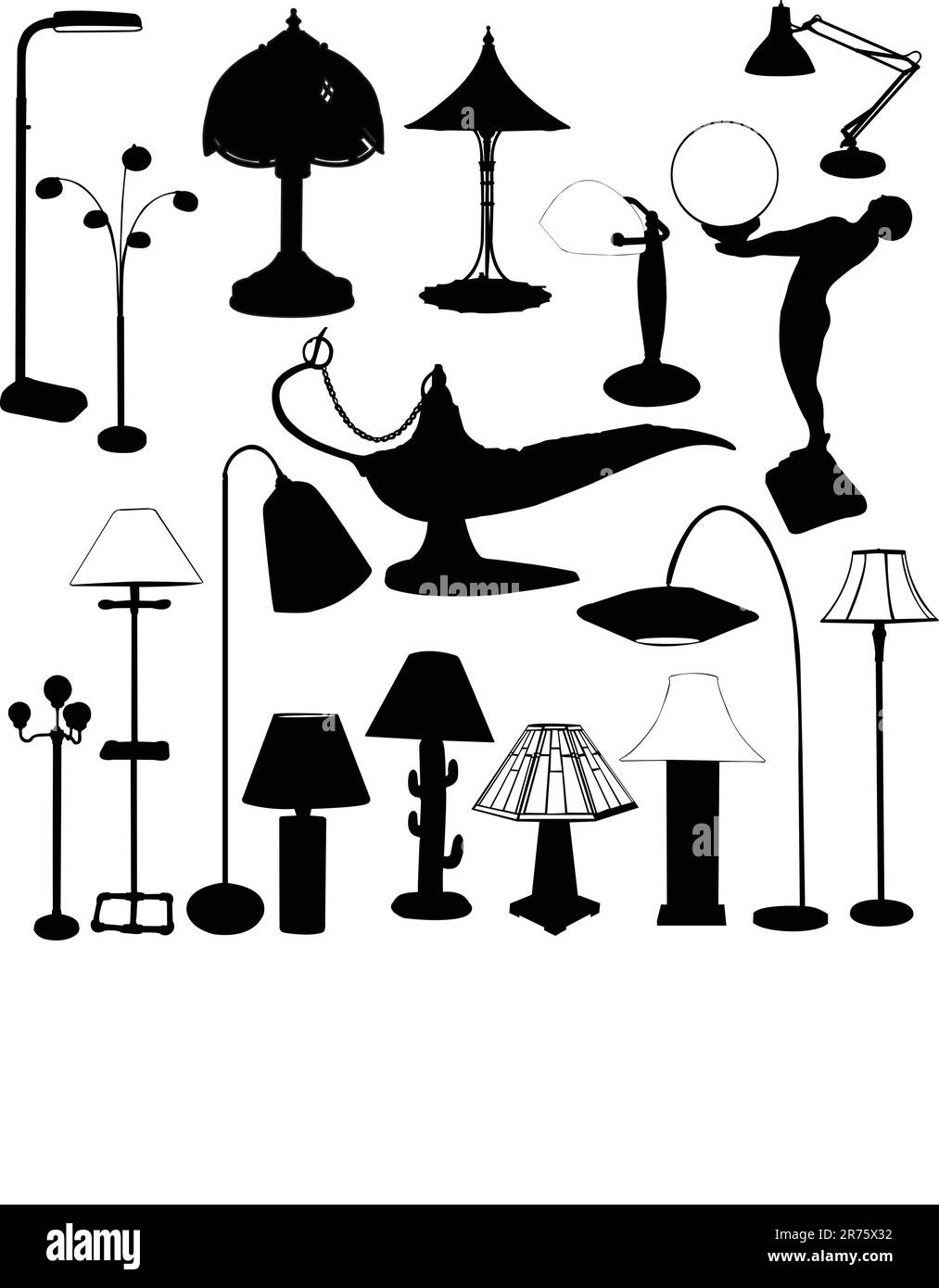collezione di lampade silhouette - vector Illustrazione Vettoriale
