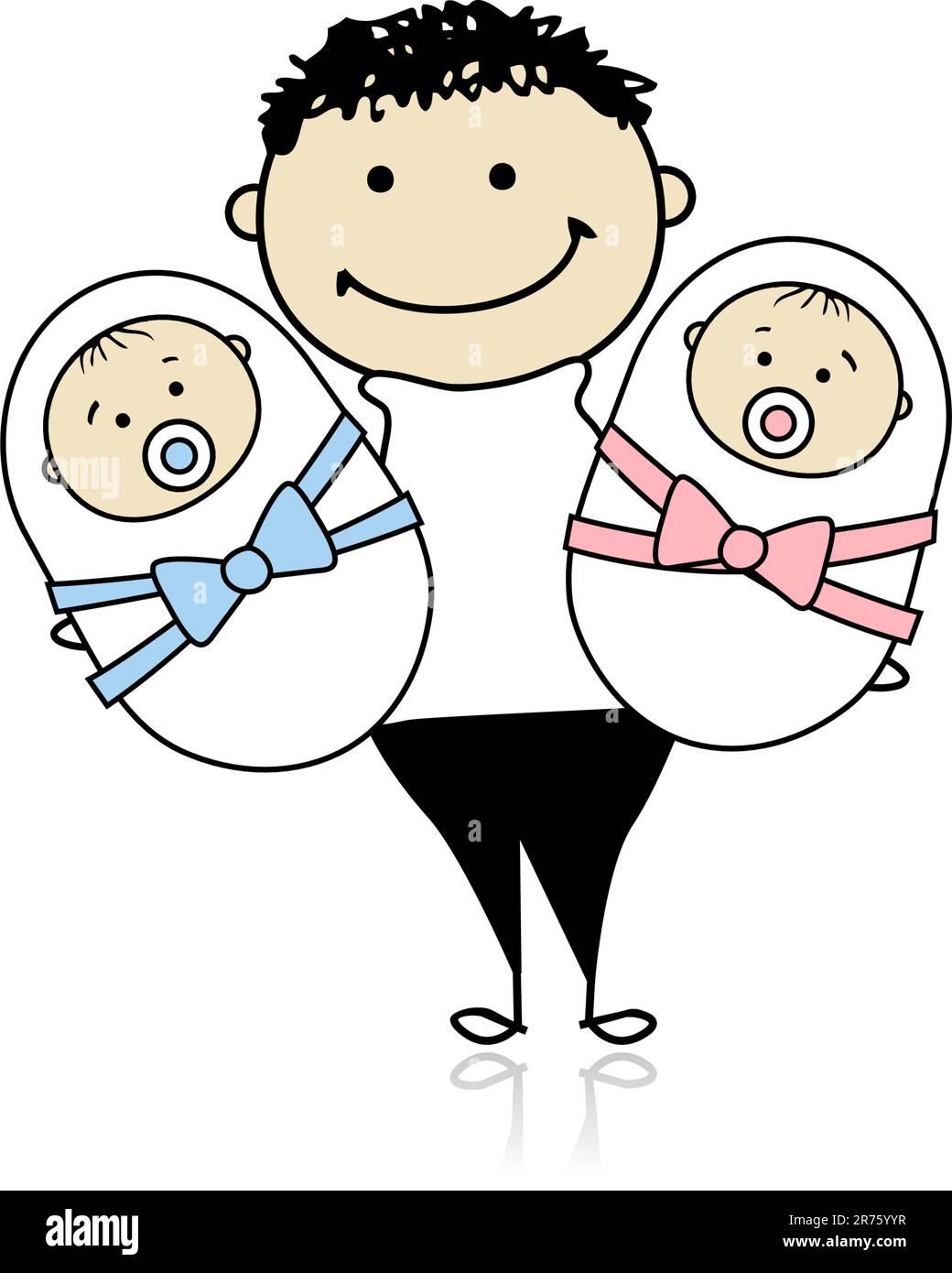 Padre Felice con gemelli neonati Immagine e Vettoriale - Alamy