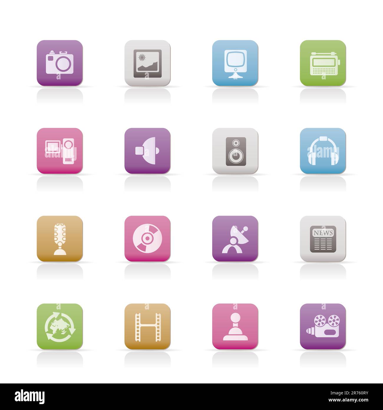 Supporti e apparecchi per uso domestico icone - vettore icona impostare Illustrazione Vettoriale