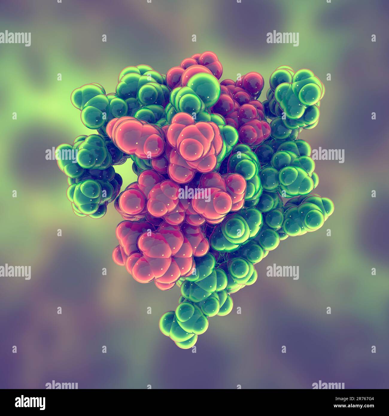 Molecola di insulina. Modello di computer che mostra la struttura di una molecola di ormone insulina. L'insulina svolge un ruolo importante nel sangue regolamento sullo zucchero Foto Stock