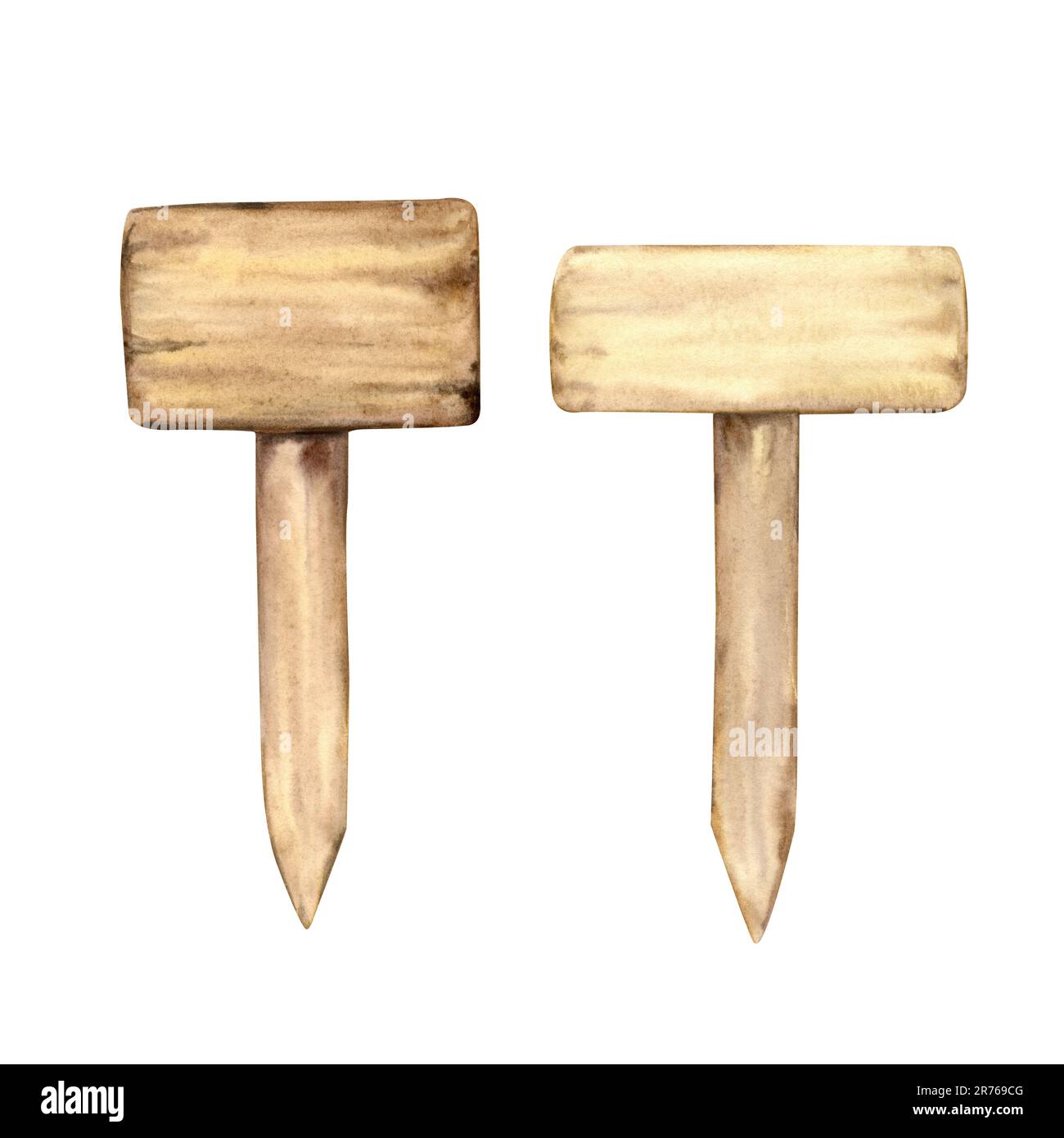 etichette di piante di legno Foto Stock