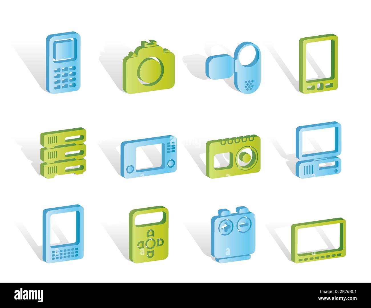 Tecniche, media e electronics icone - vettore icona impostare Illustrazione Vettoriale