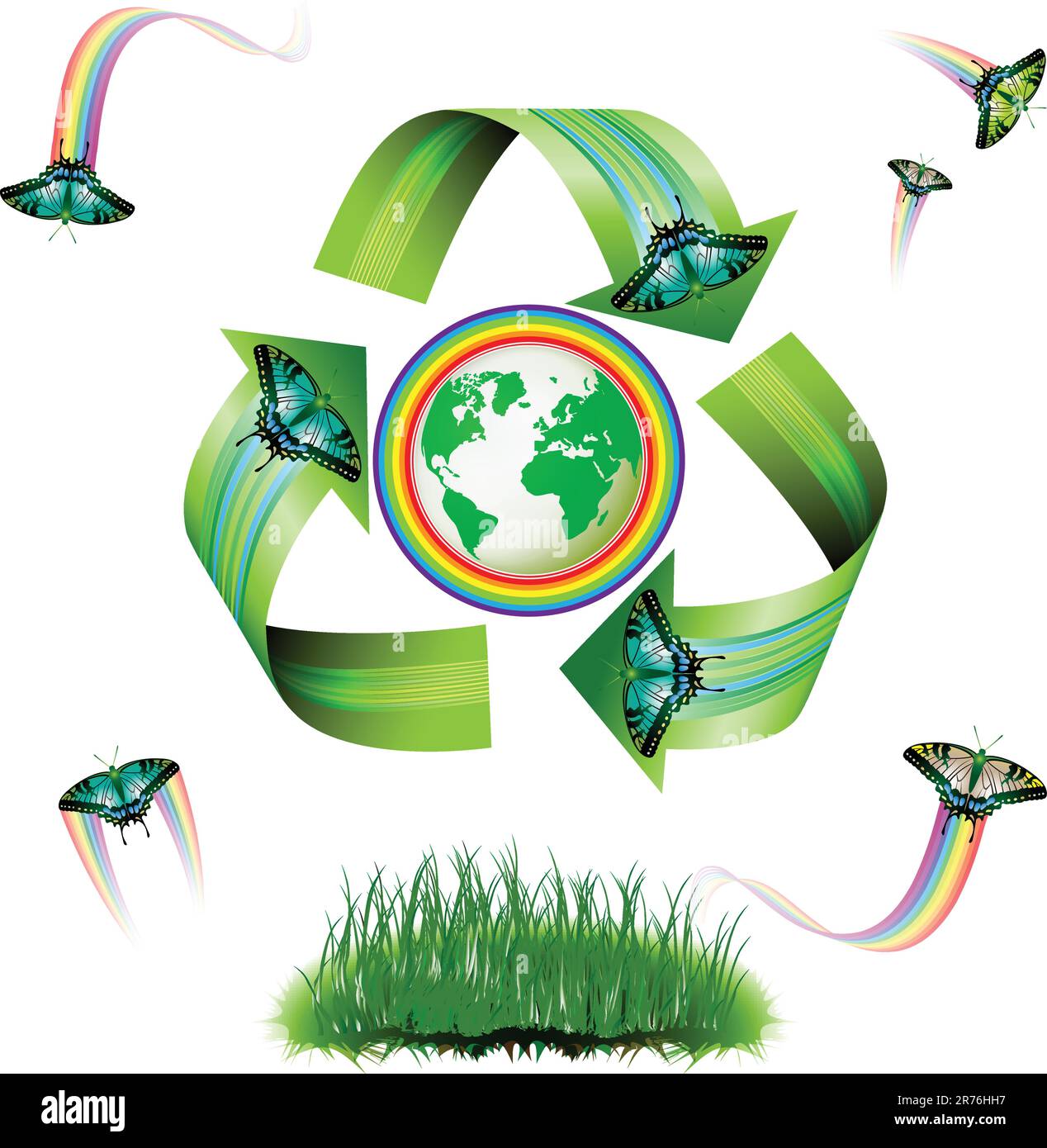 Icona ecologia con farfalla, illustrazione vettoriale Illustrazione Vettoriale