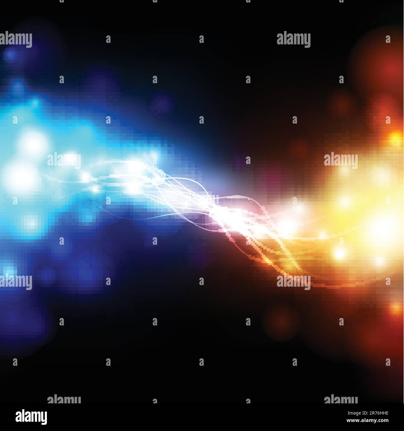 Sfondo fiamma vettoriale. Luci brillanti sul nero Illustrazione Vettoriale