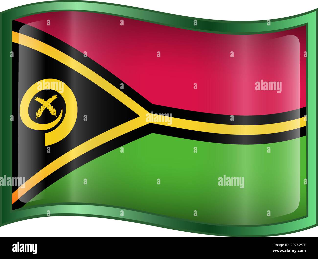 Icona bandiera Vanuatu, isolata su sfondo bianco. Illustrazione Vettoriale