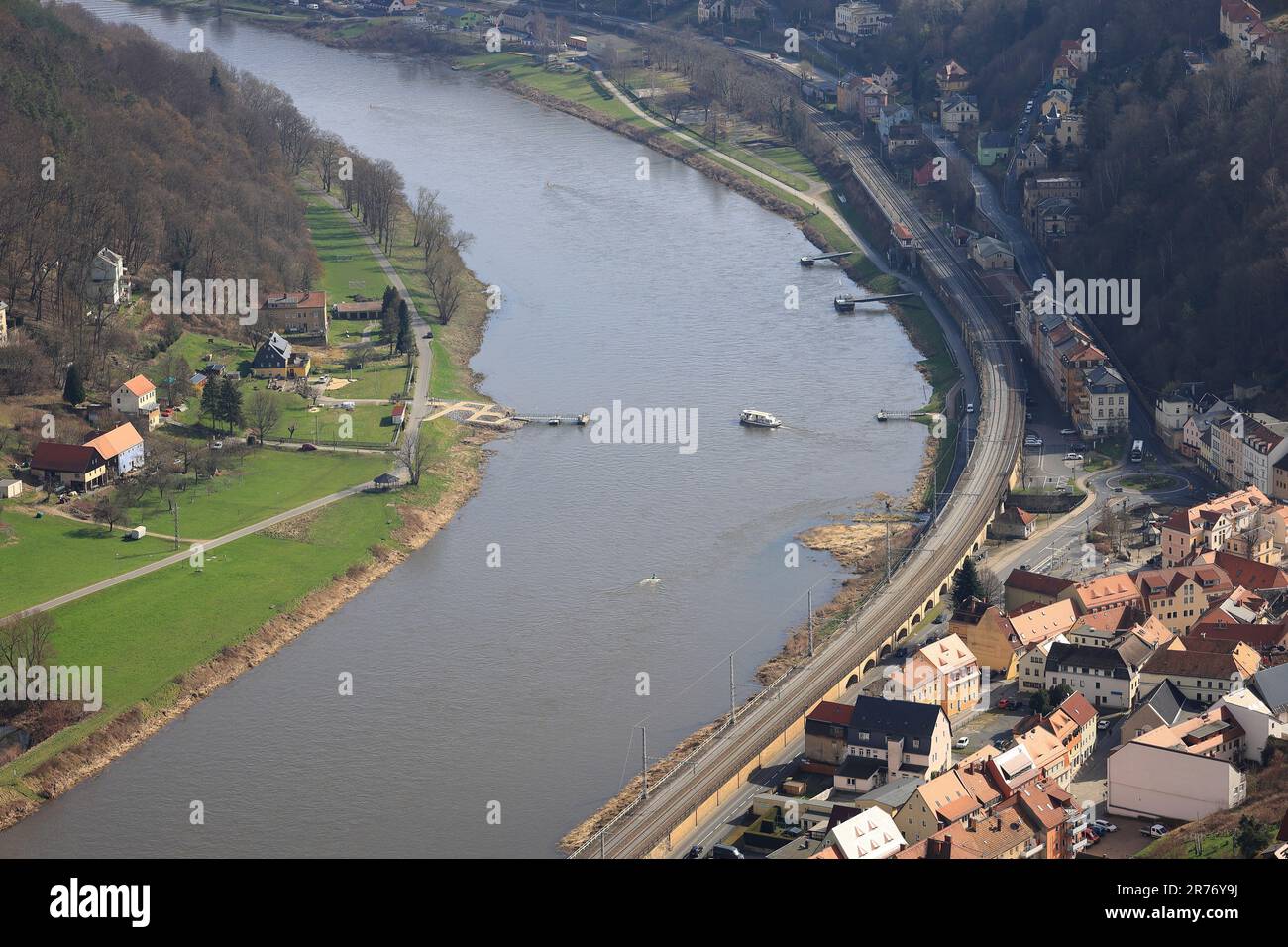 Vista dell'Elba vicino a Bad Schandau Foto Stock
