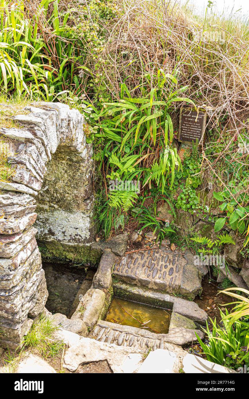 Pozzo di San non, pozzo sacro e santuario dedicato alla madre di San Davide nella baia di San non, sulla penisola di San Davide, nella costa del Pembrokeshire nati Foto Stock