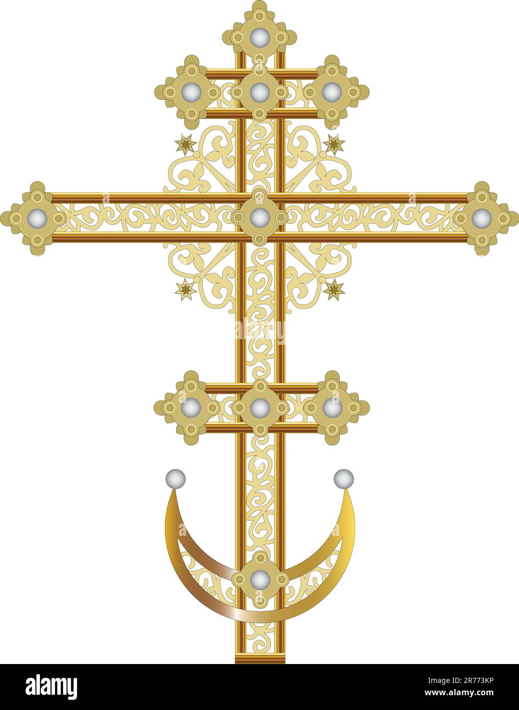 Croce decorata con mezzaluna, illustrazione vettoriale Illustrazione Vettoriale
