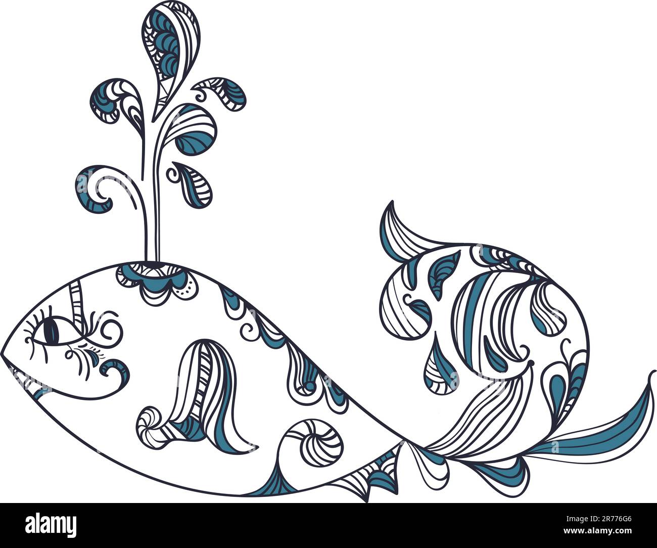 balena etnica stilizzata vettoriale Illustrazione Vettoriale