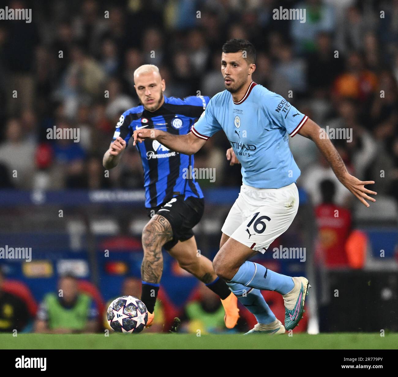 ISTANBUL, TURCHIA - GIUGNO 10: Rodri di Manchester City durante la finale di UEFA Champions League 2022/23 tra FC Internazionale e Manchester Cit Foto Stock