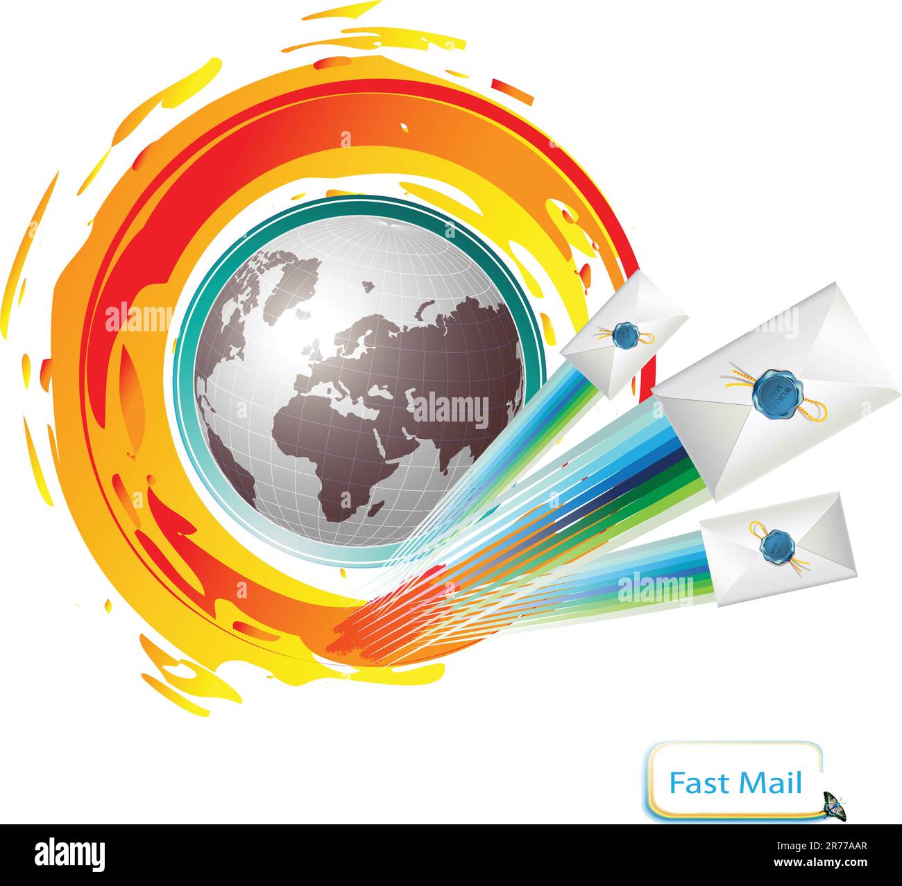 Icona mail con Terra e busta Illustrazione Vettoriale