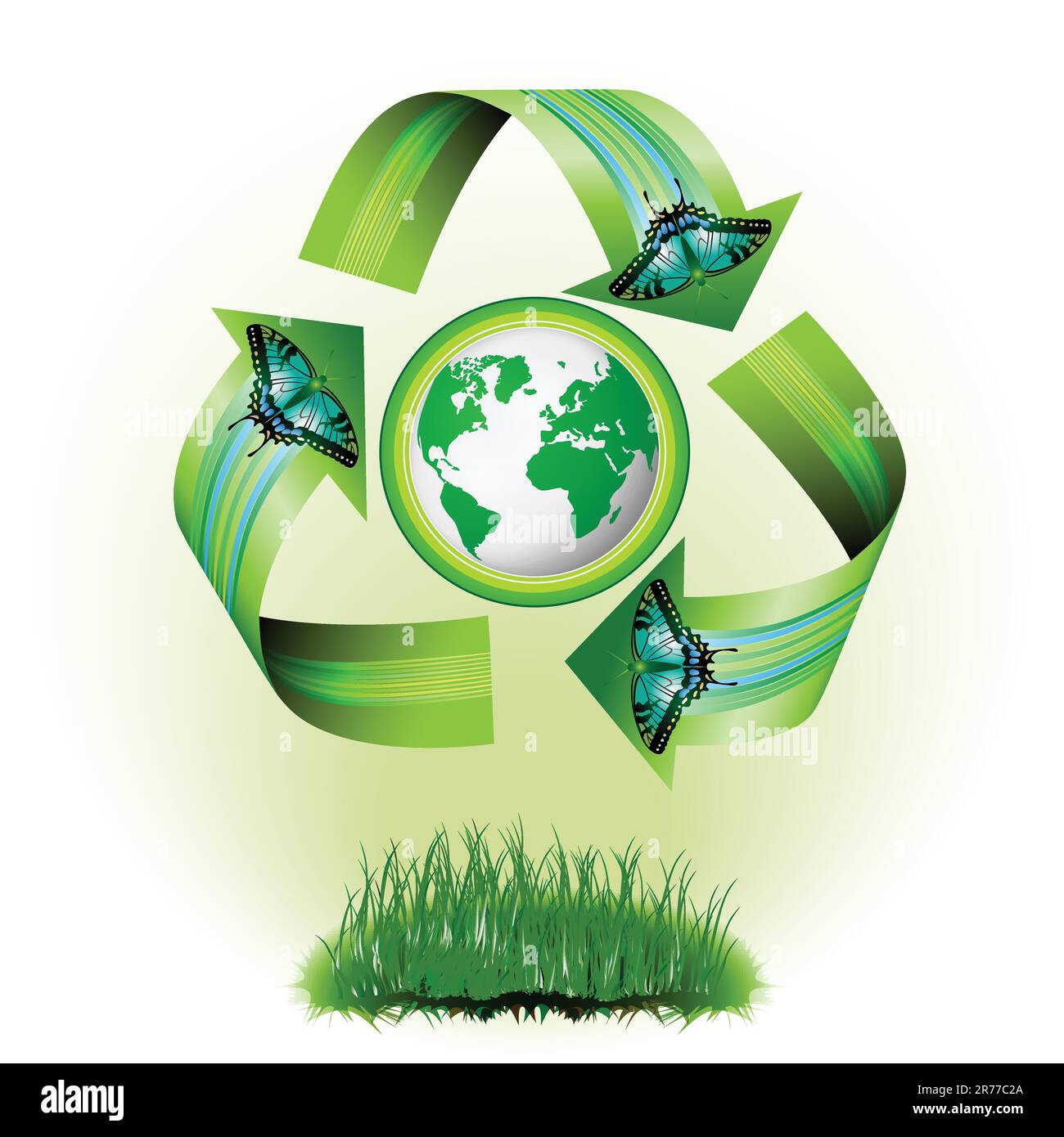 Icona ecologia con farfalla, illustrazione vettoriale Illustrazione Vettoriale