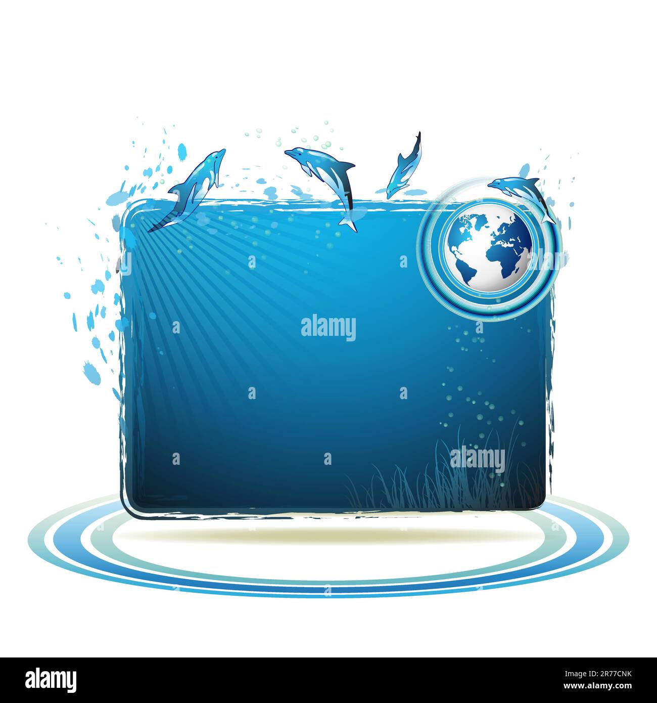 Sfondo blu della Terra con i delfini Illustrazione Vettoriale