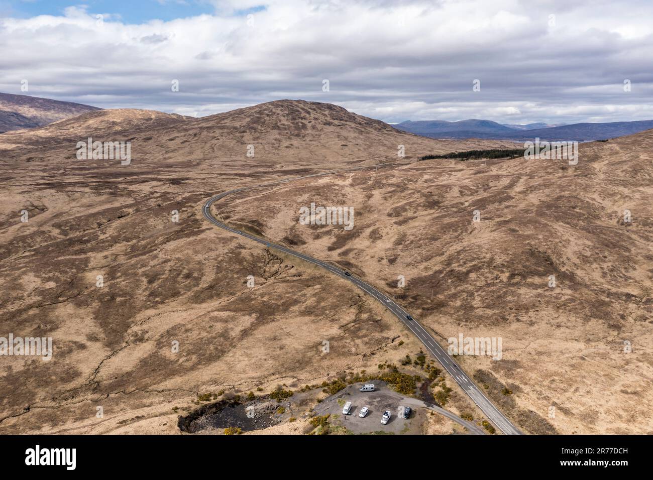 Vista aerea del punto di osservazione di Tulla, highlands scozzesi, Scozia, Regno Unito Foto Stock