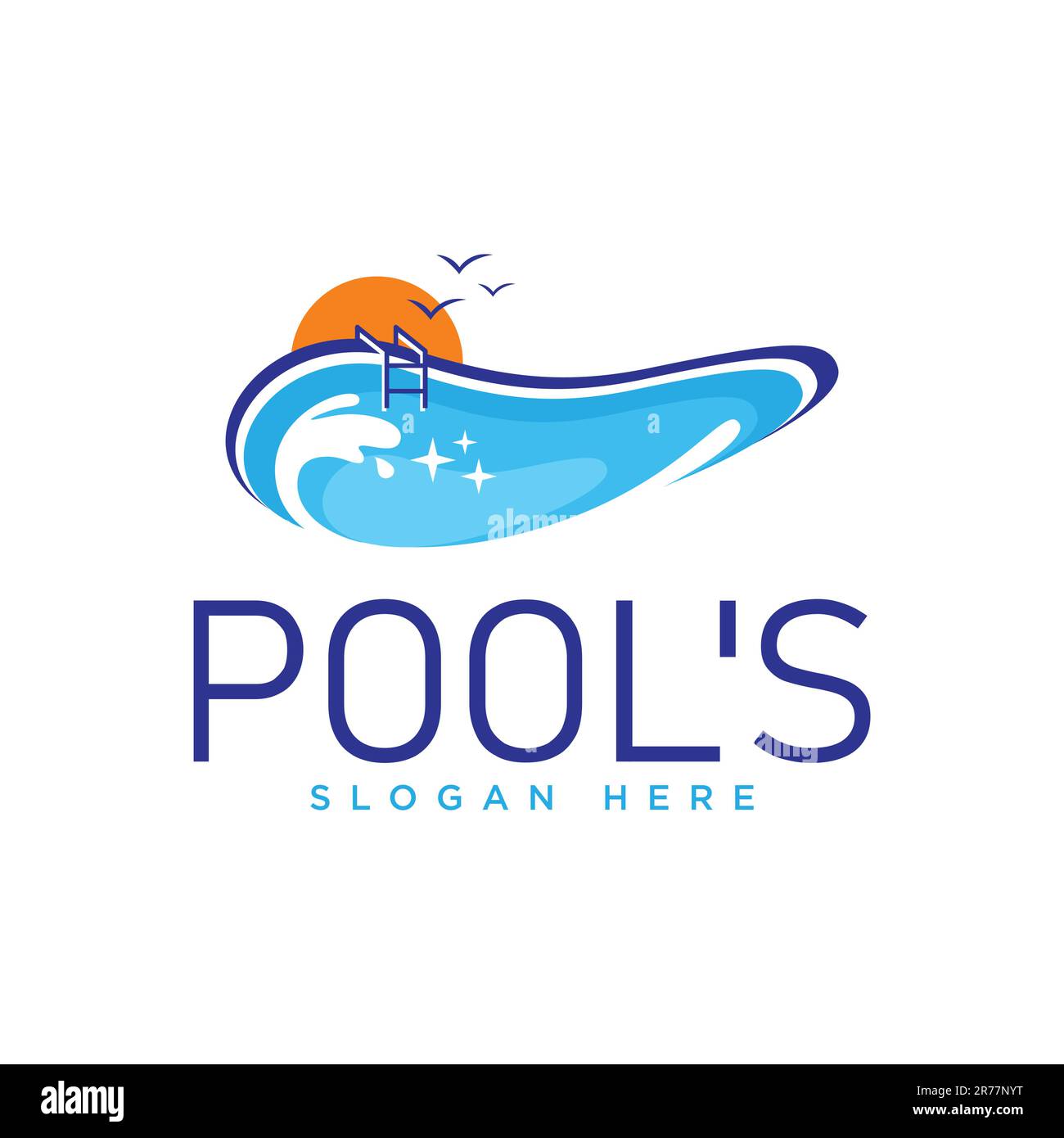 Modello del logo di manutenzione e servizio piscina. Illustrazione vettoriale Illustrazione Vettoriale