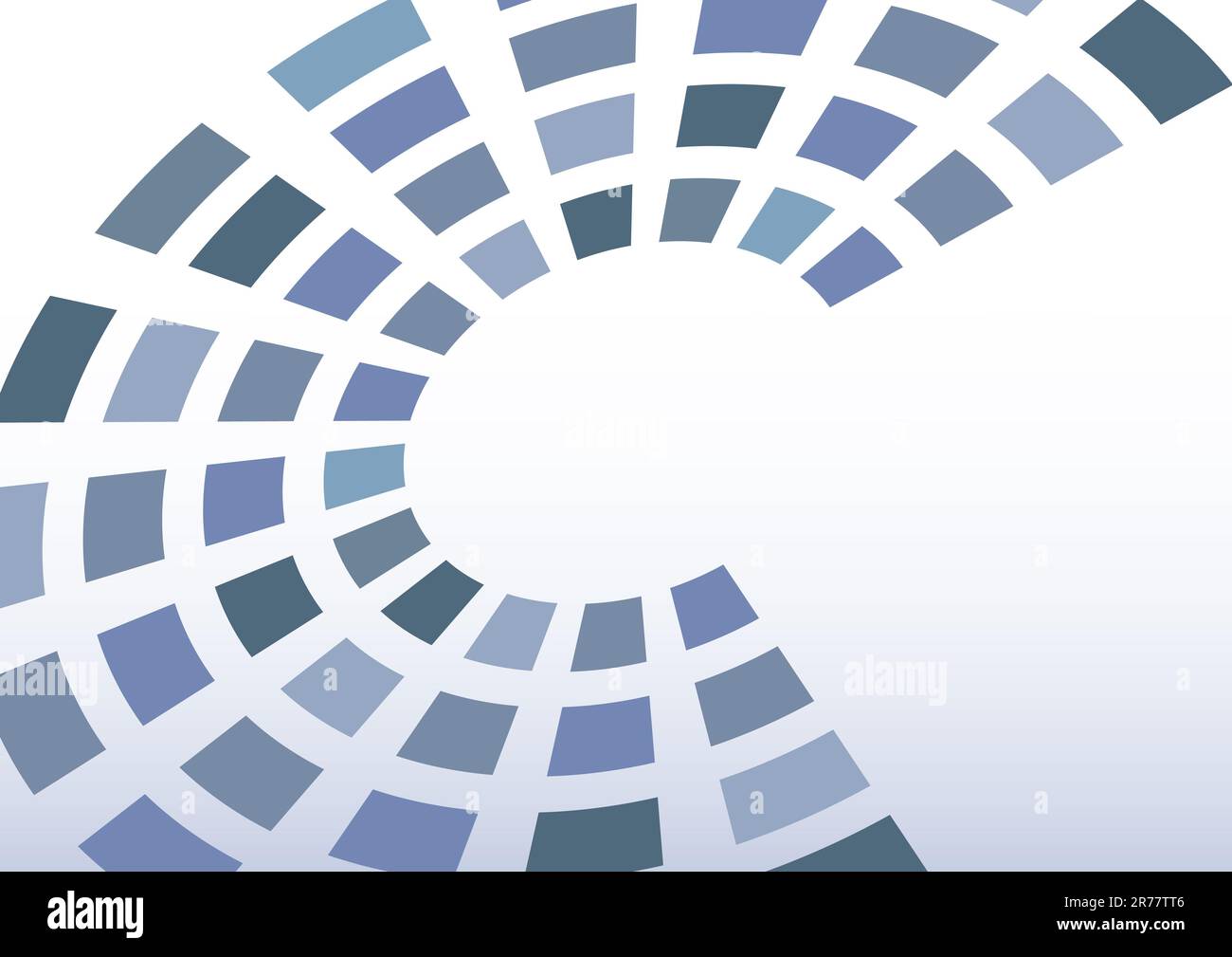 Modello astratto con forma arrotondata blu e grigia con quadrati. Motivo grafico vettoriale Foto Stock
