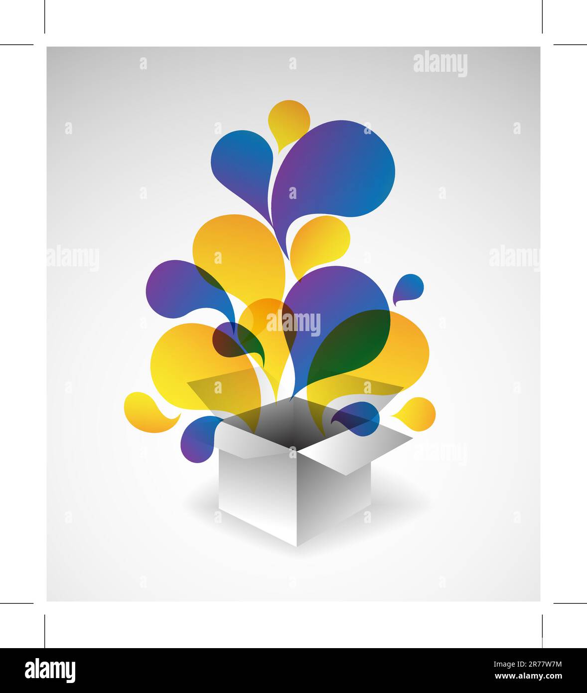 Esplosione di confezione regalo - illustrazione astratta piena di colori Illustrazione Vettoriale