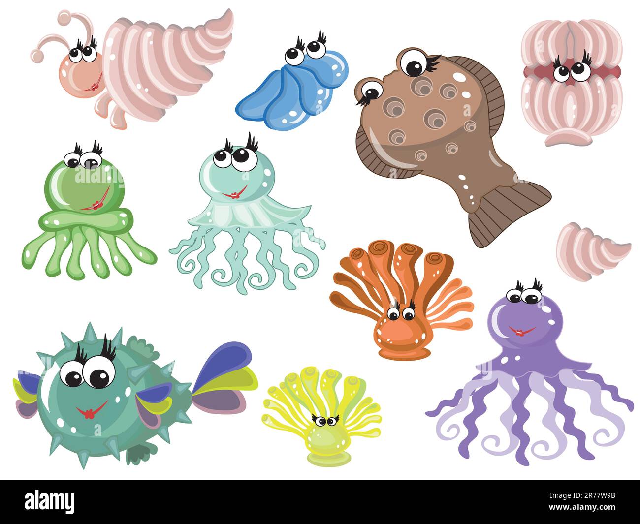 Animali marini, icone. Illustrazione Vettoriale
