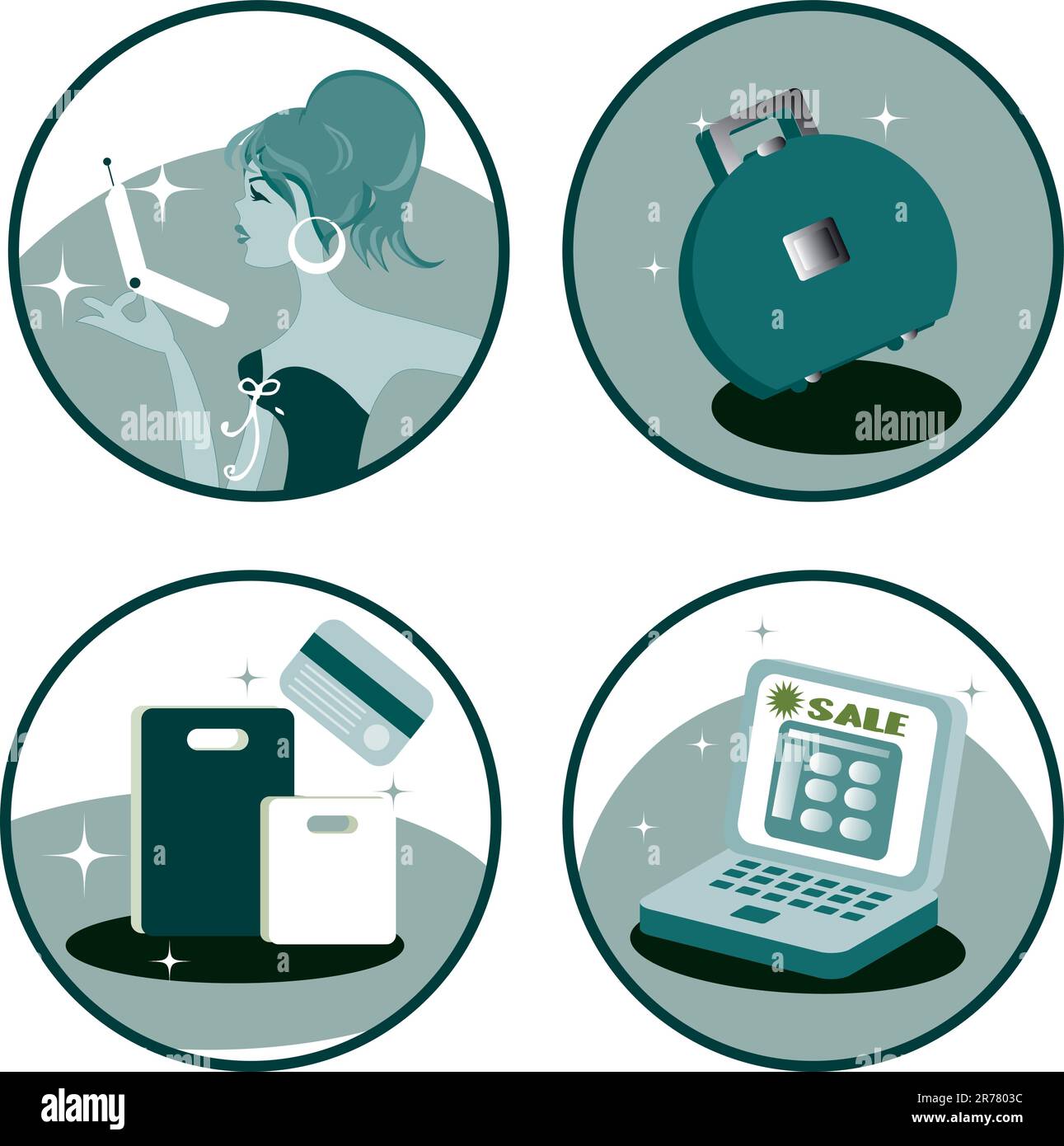 Icone di shopping Illustrazione Vettoriale