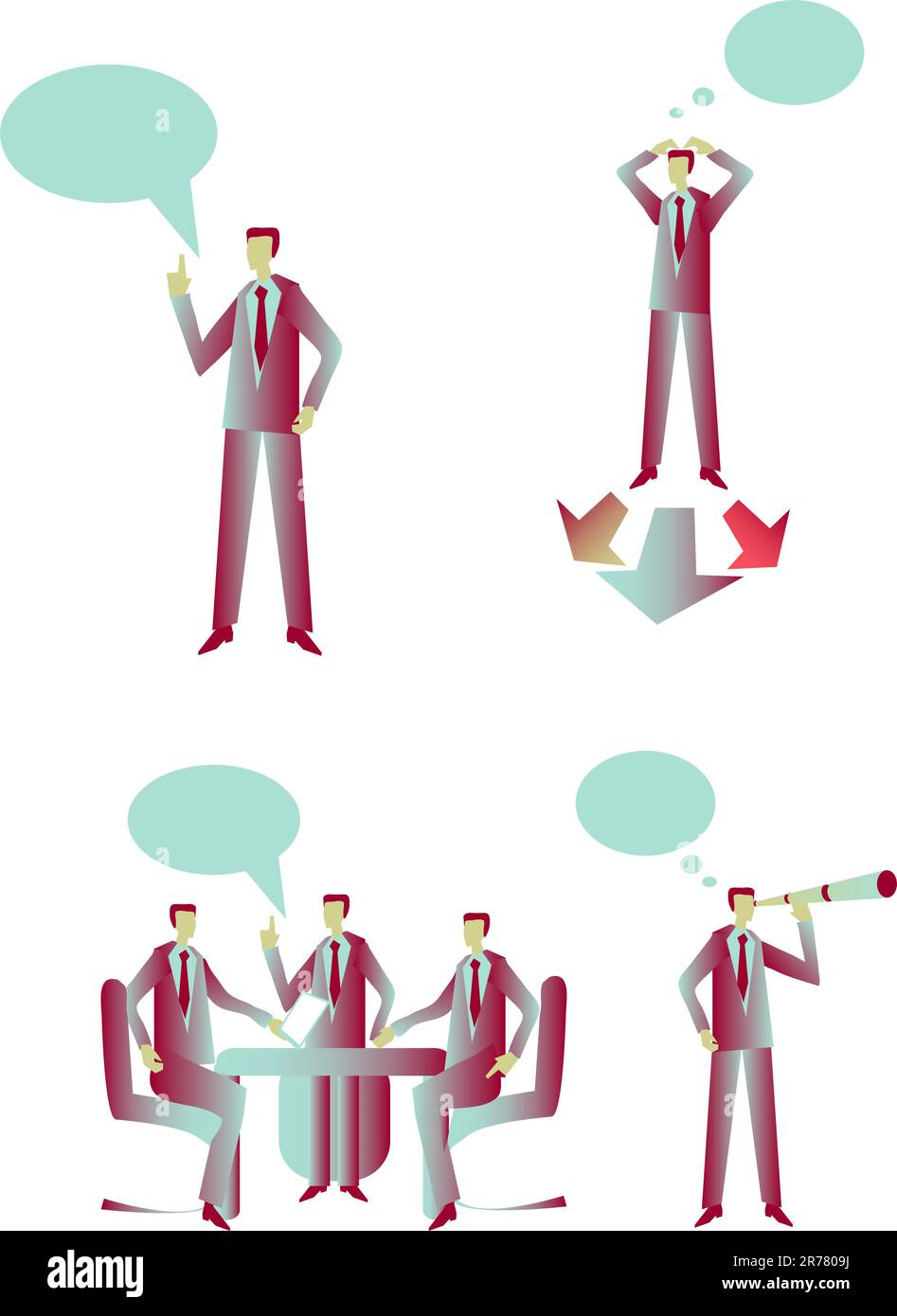 Gruppo di aziende - icone blu e rosse - Set 2 Illustrazione Vettoriale