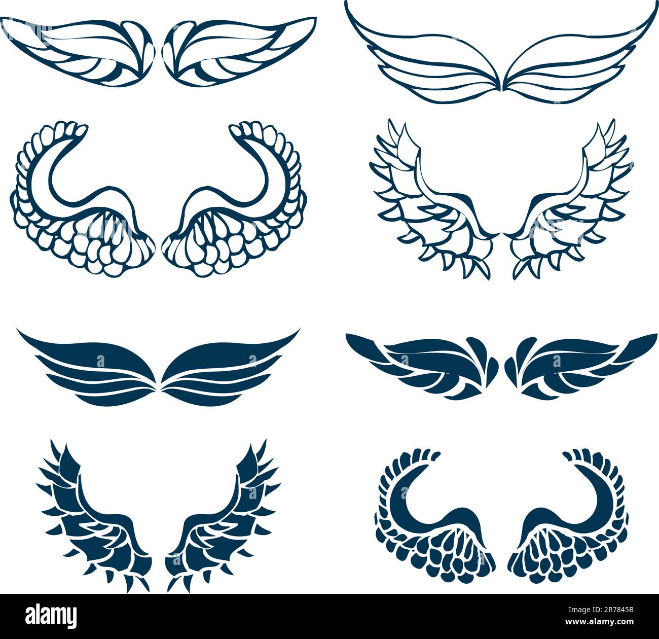 Set ali, elementi decorativi vettoriali Illustrazione Vettoriale