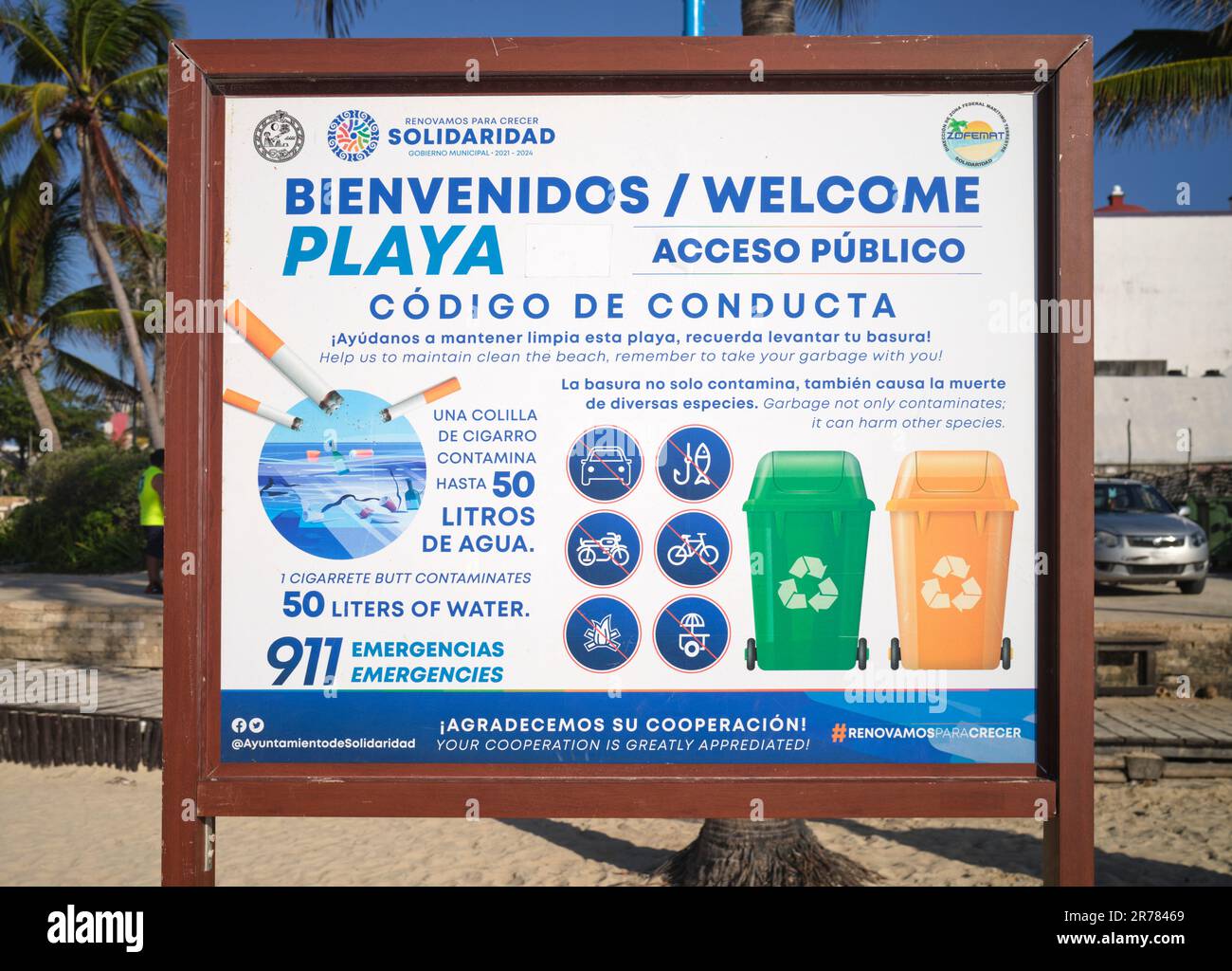 Beach regole e regolamenti Playa del Carmen Yucatan Messico Foto Stock