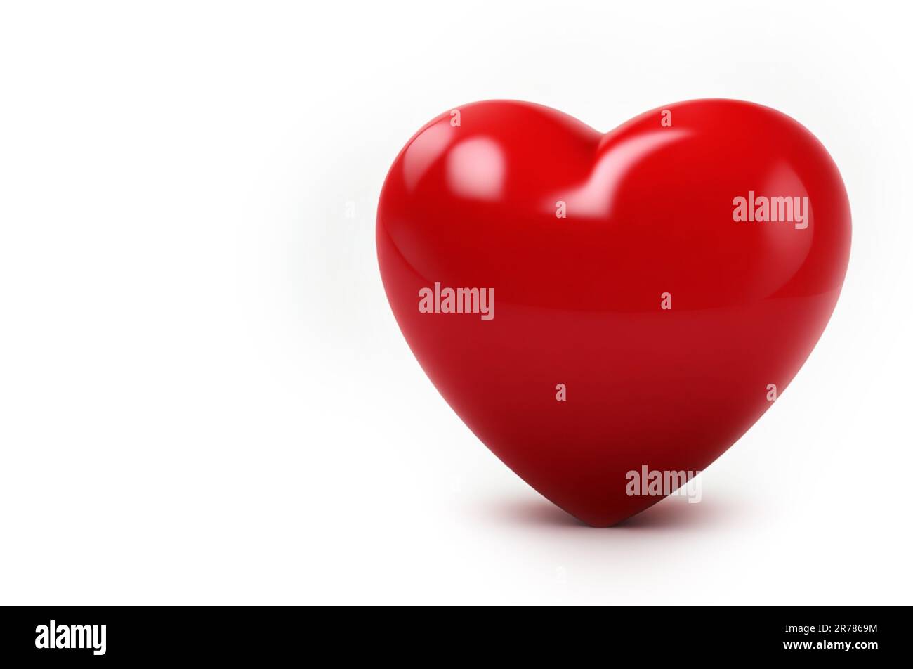3d cuore rosso isolato su sfondo bianco spazio di copia per il testo Foto Stock